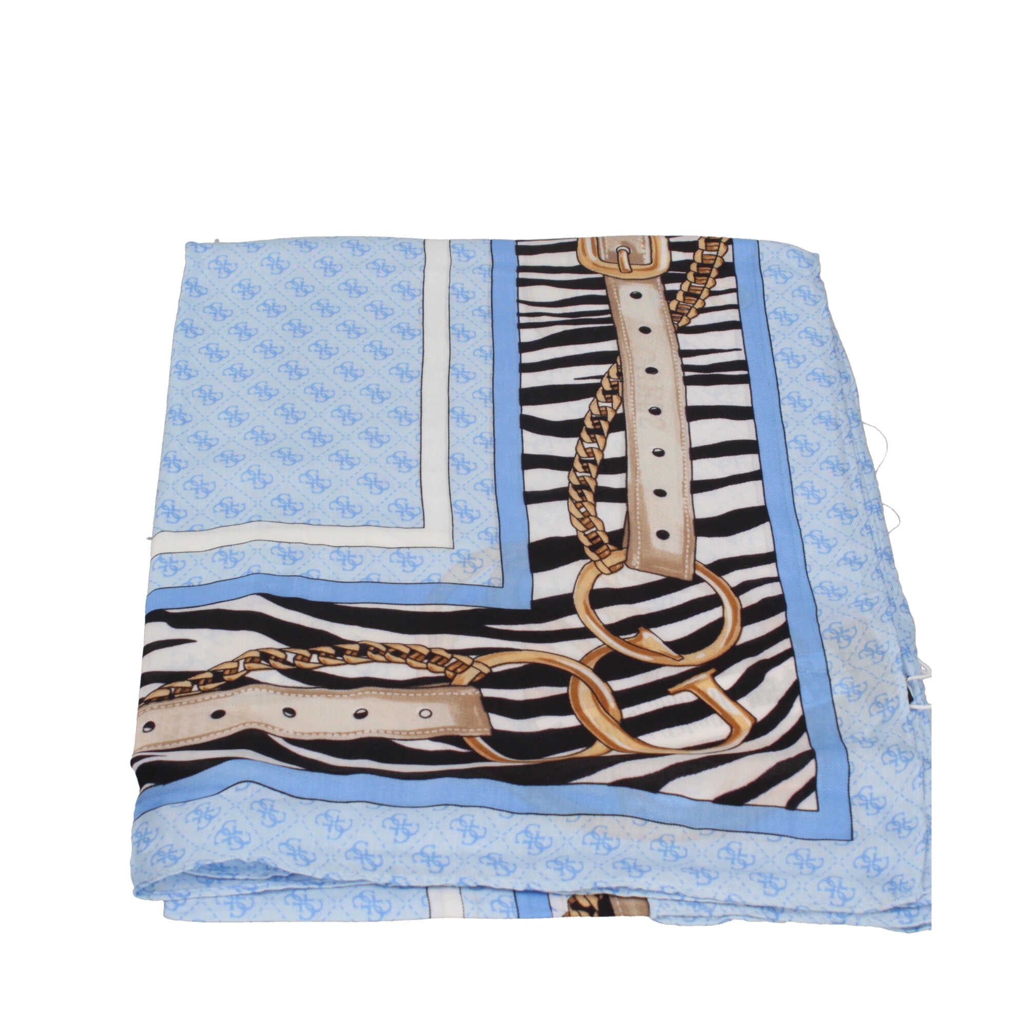 Foulard Guess in viscosa con stampa animalier e dettagli 4G Blu TU | Giò Fashion