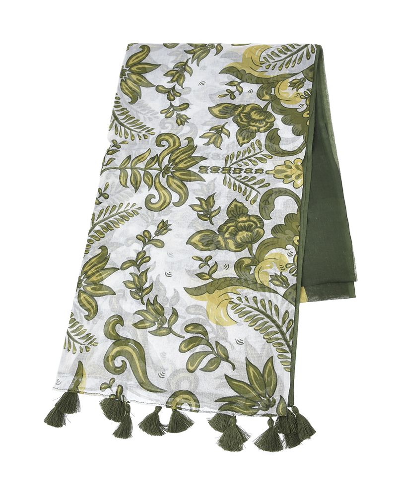 Ble Resort Collection Pareo in Verde e Bianco con Nappine