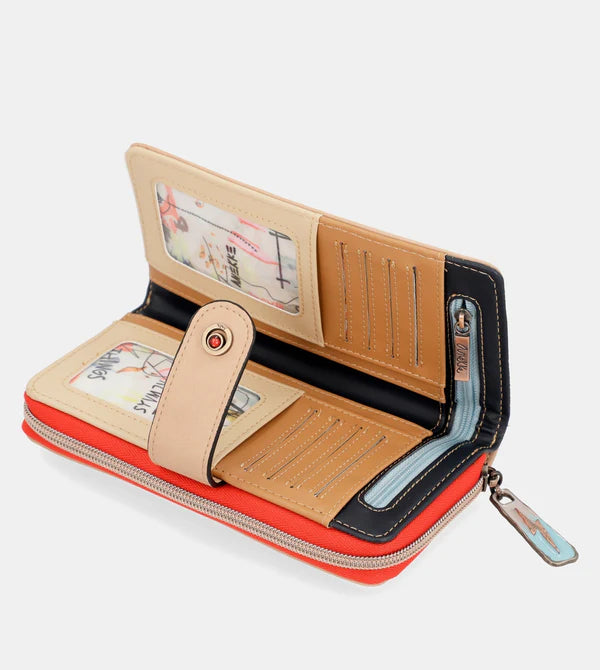 Portafoglio grande Anekke Life is Fantastic con zip e applicazioni