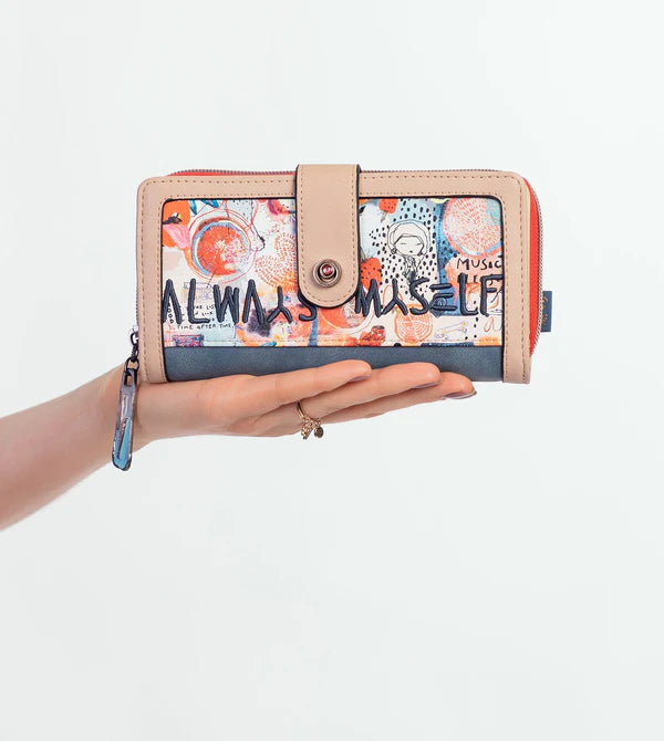 Portafoglio grande Anekke Life is Fantastic con zip e applicazioni