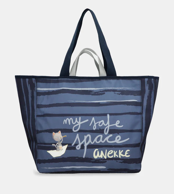 Borsa Shopper Anekke con Stampa Nautica e Doppi Manici