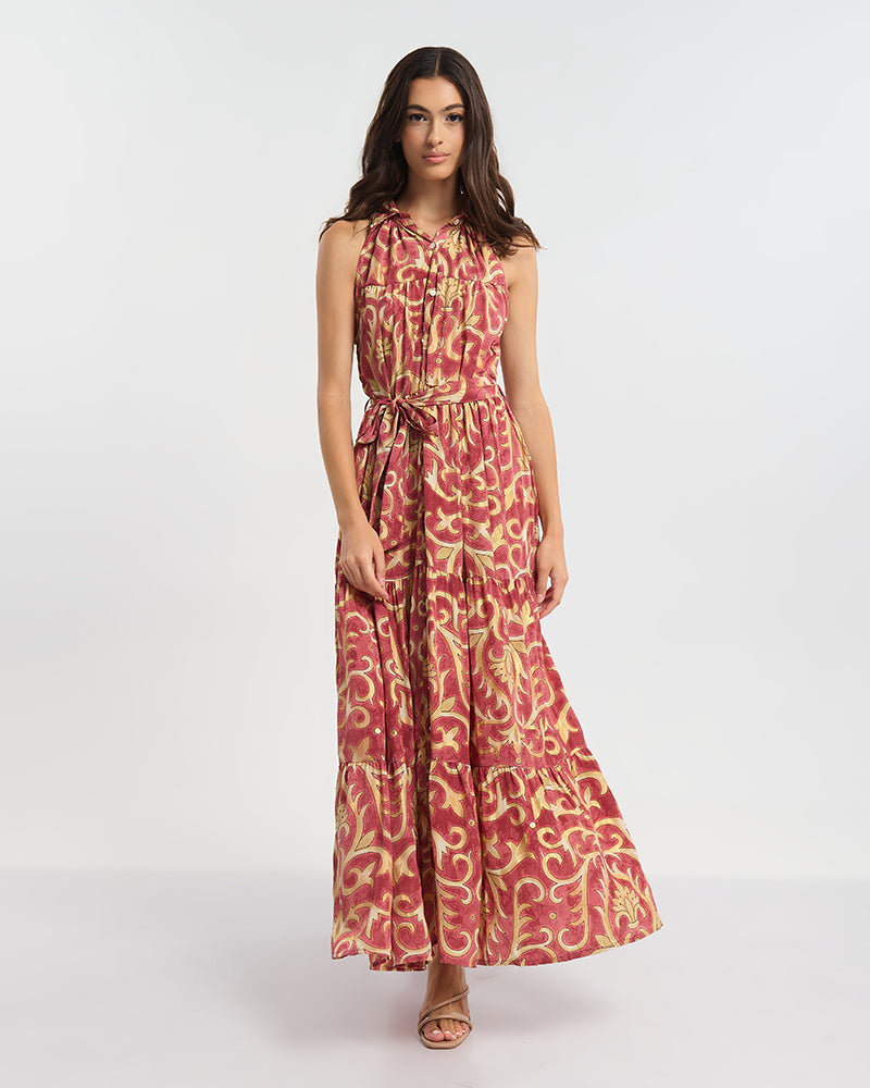 Ble Resort Collection Abito Lungo Senza Maniche con Bottoni con Dettagli