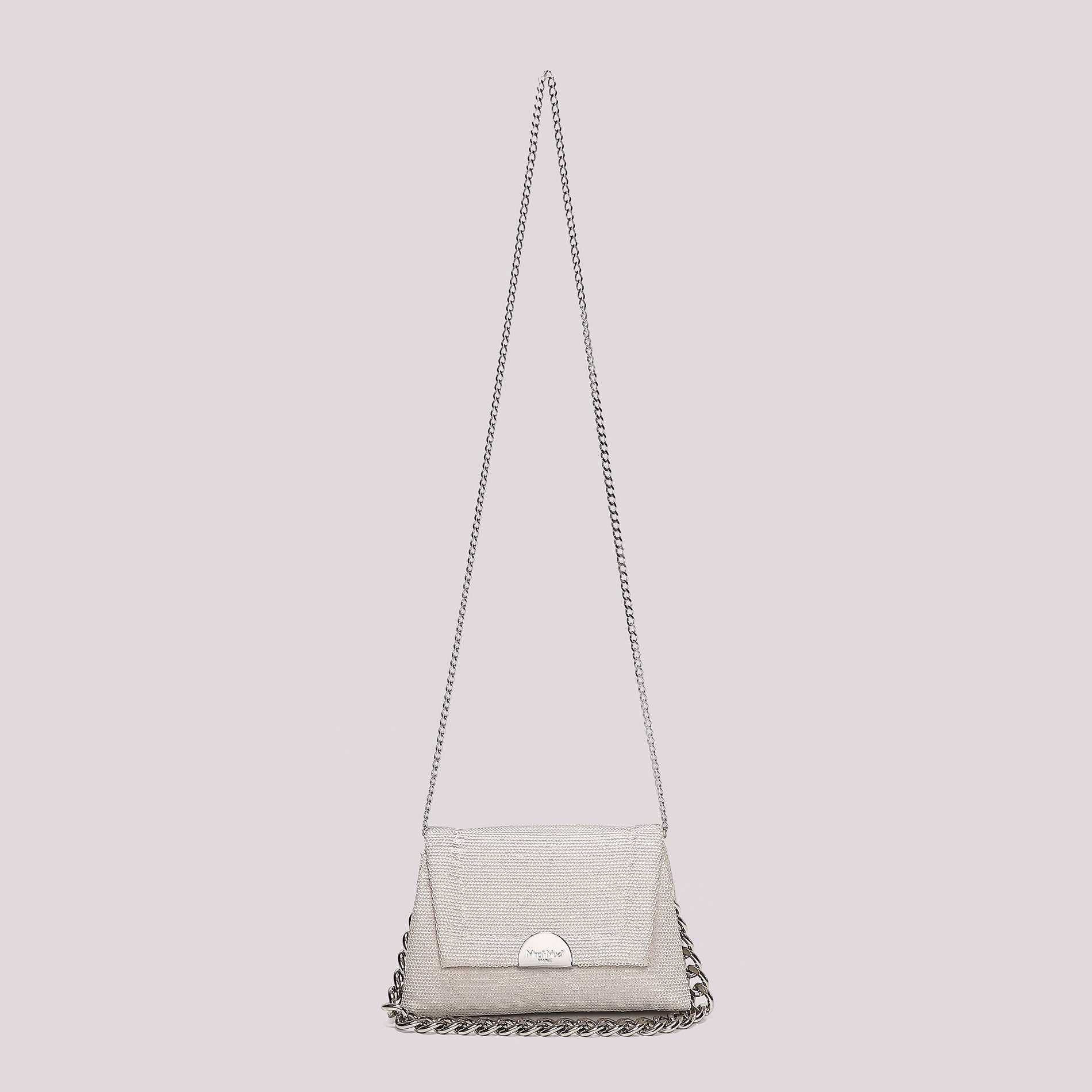 Mimi Mua borsa a tracolla elegante con catena e patta Argento TU | Giò Fashion