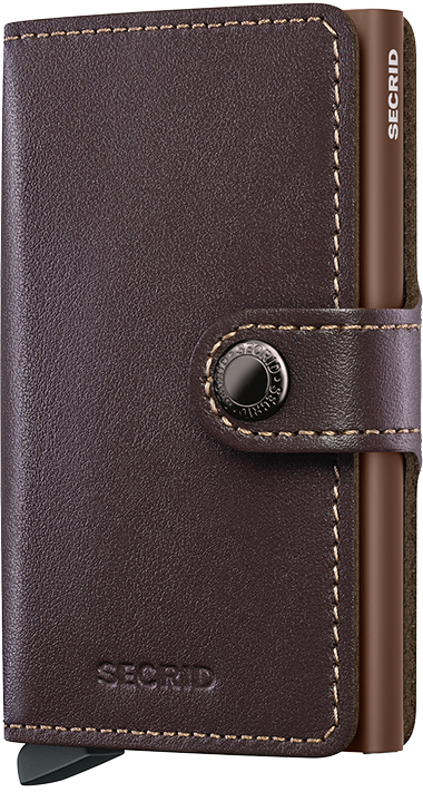 Portafoglio Secrid Miniwallet in pelle con protezione RFID e chiusura a bottone Marrone TU | Giò Fashion