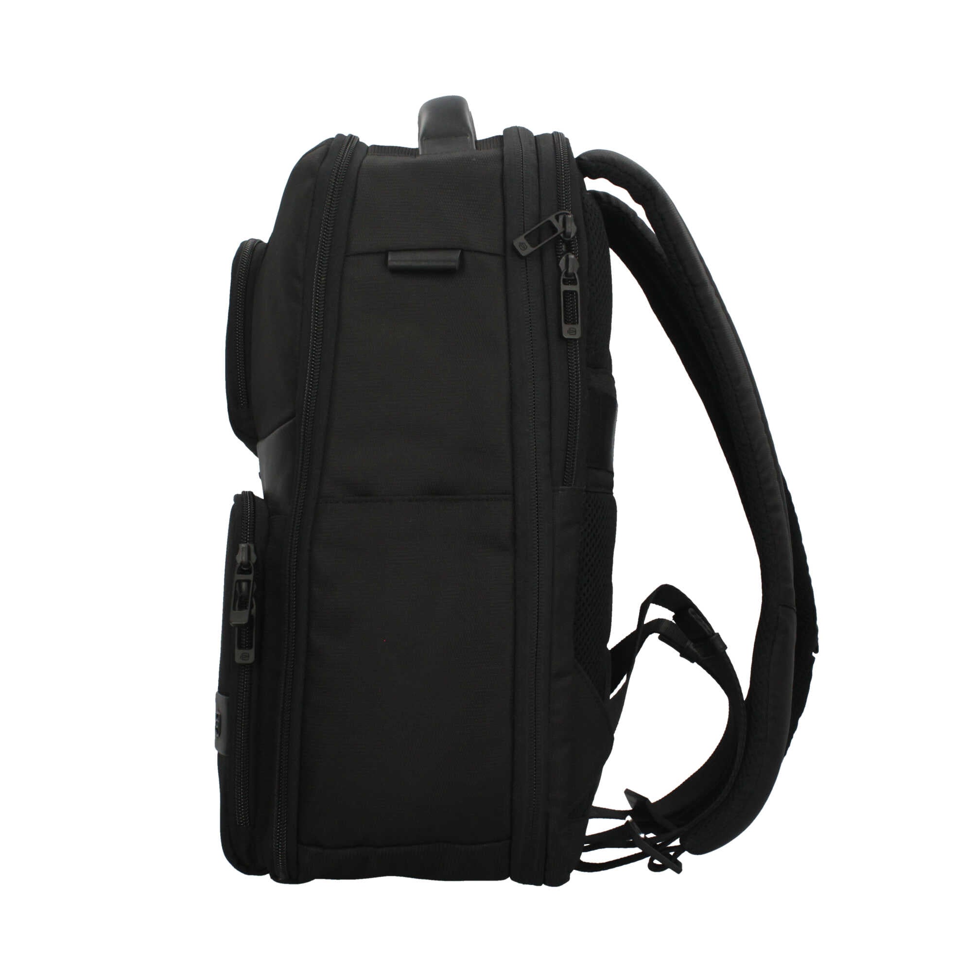 Piquadro zaino in pelle e tessuto per laptop 14" con protezione antiurto e ricarica a induzione