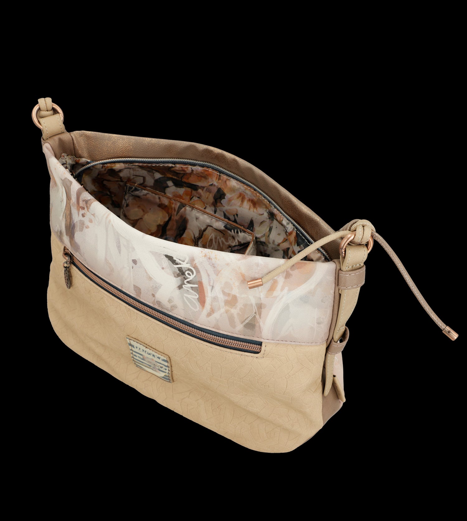 Borsa a spalla Anekke con tracolla intrecciata e design artistico
