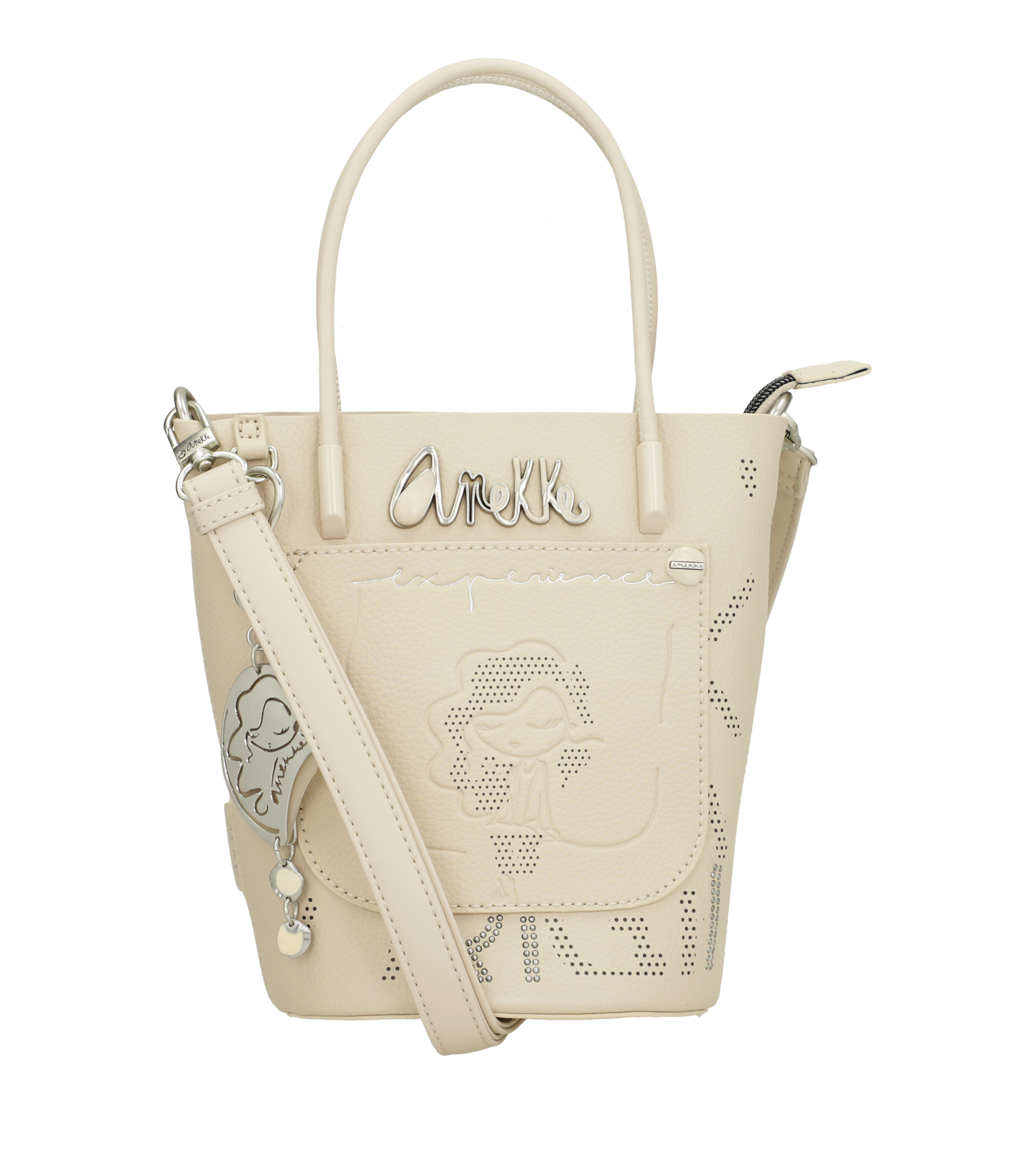 Borsa a mano Anekke con dettagli traforati e tracolla regolabile Beige TU | Giò Fashion
