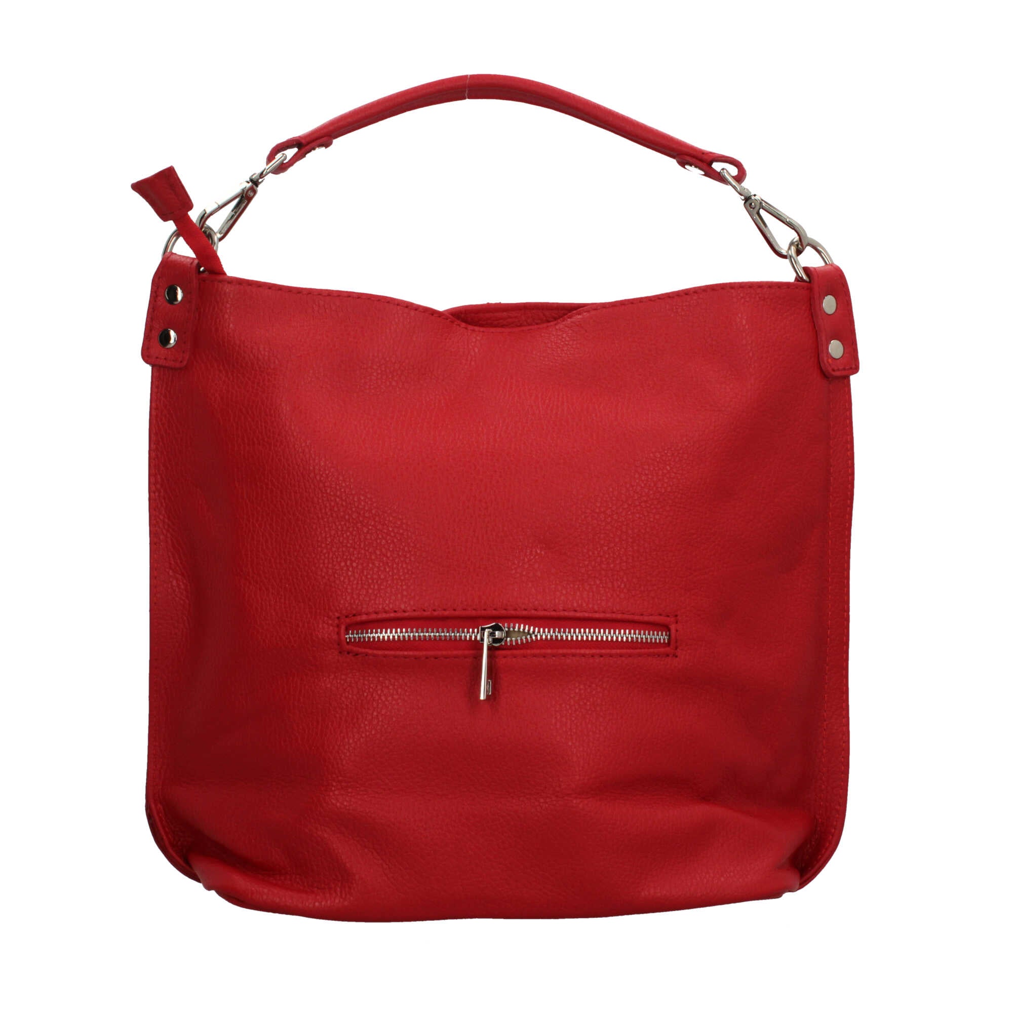 Borsa a mano in pelle martellata Made in Italy con zip laterale