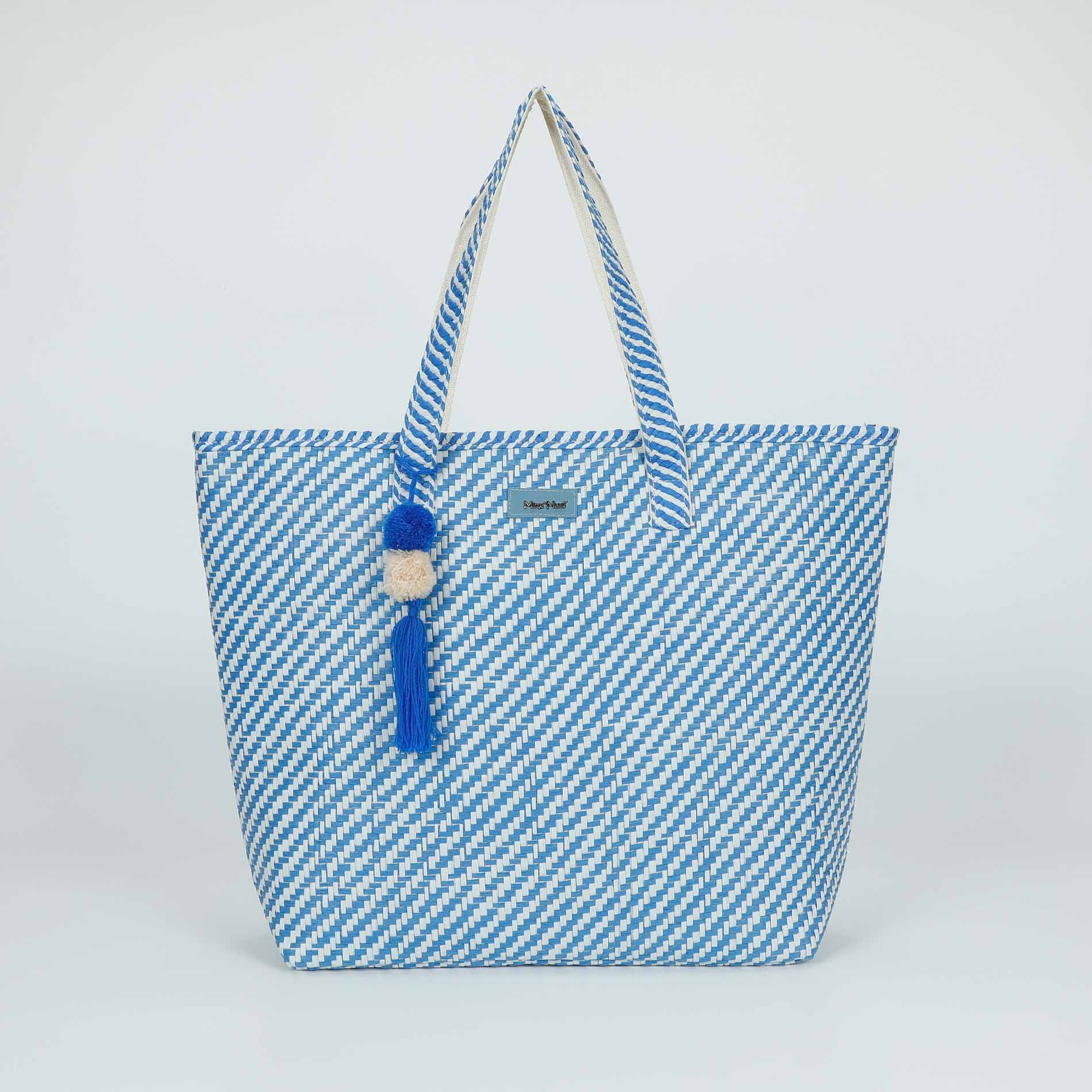 Mimi Mua borsa shopper a righe in paglia intrecciata