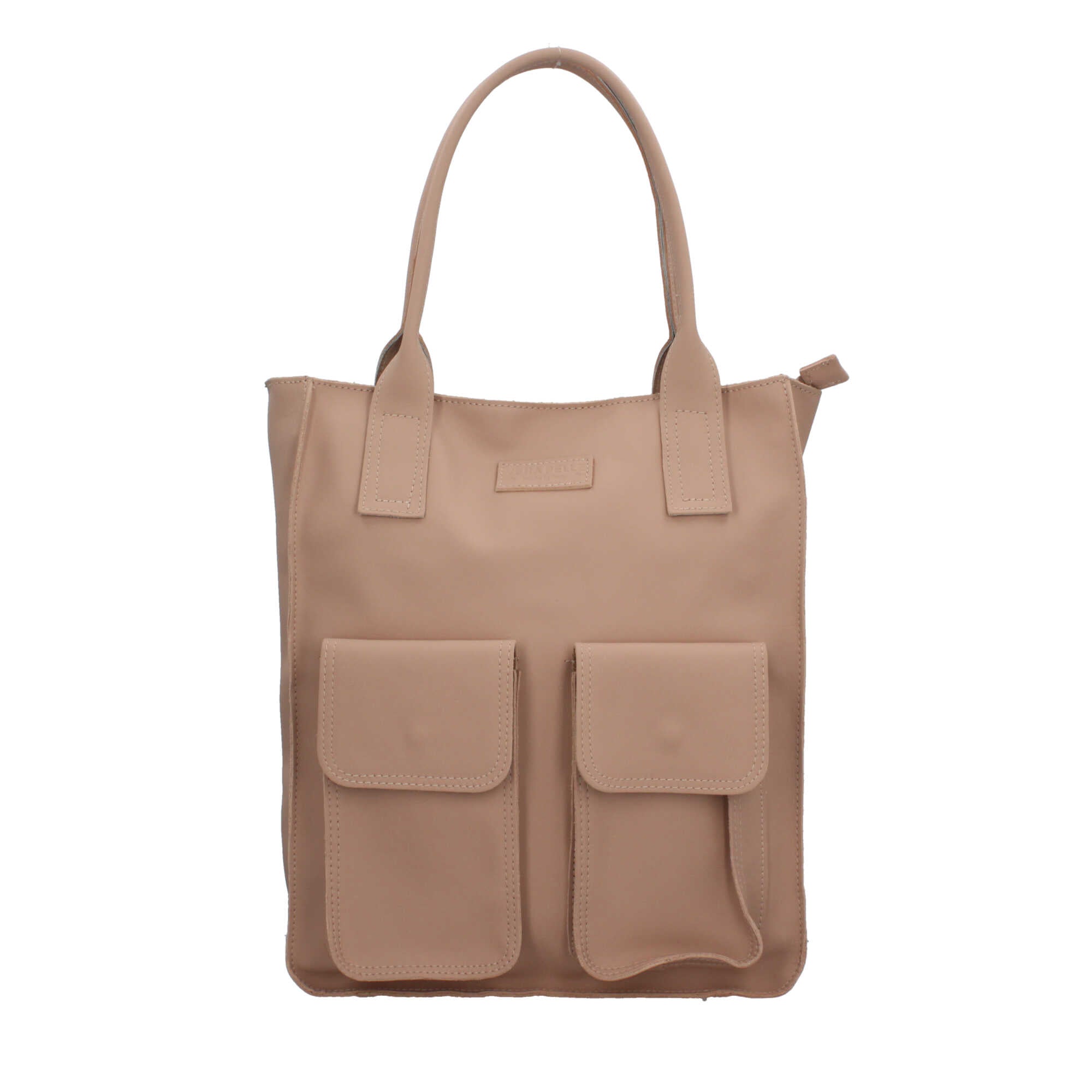 Borsa Made in Italy shopper in vera pelle con manici lunghi