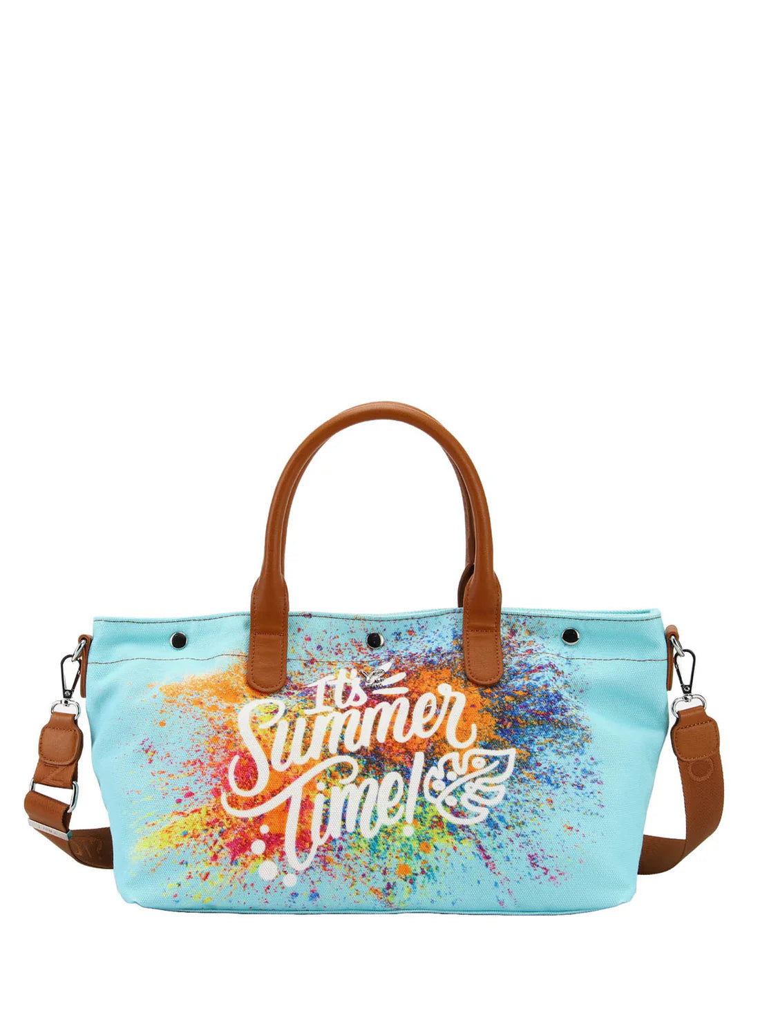 Borsa mare Ynot in tessuto con stampa estiva e tracolla rimovibile