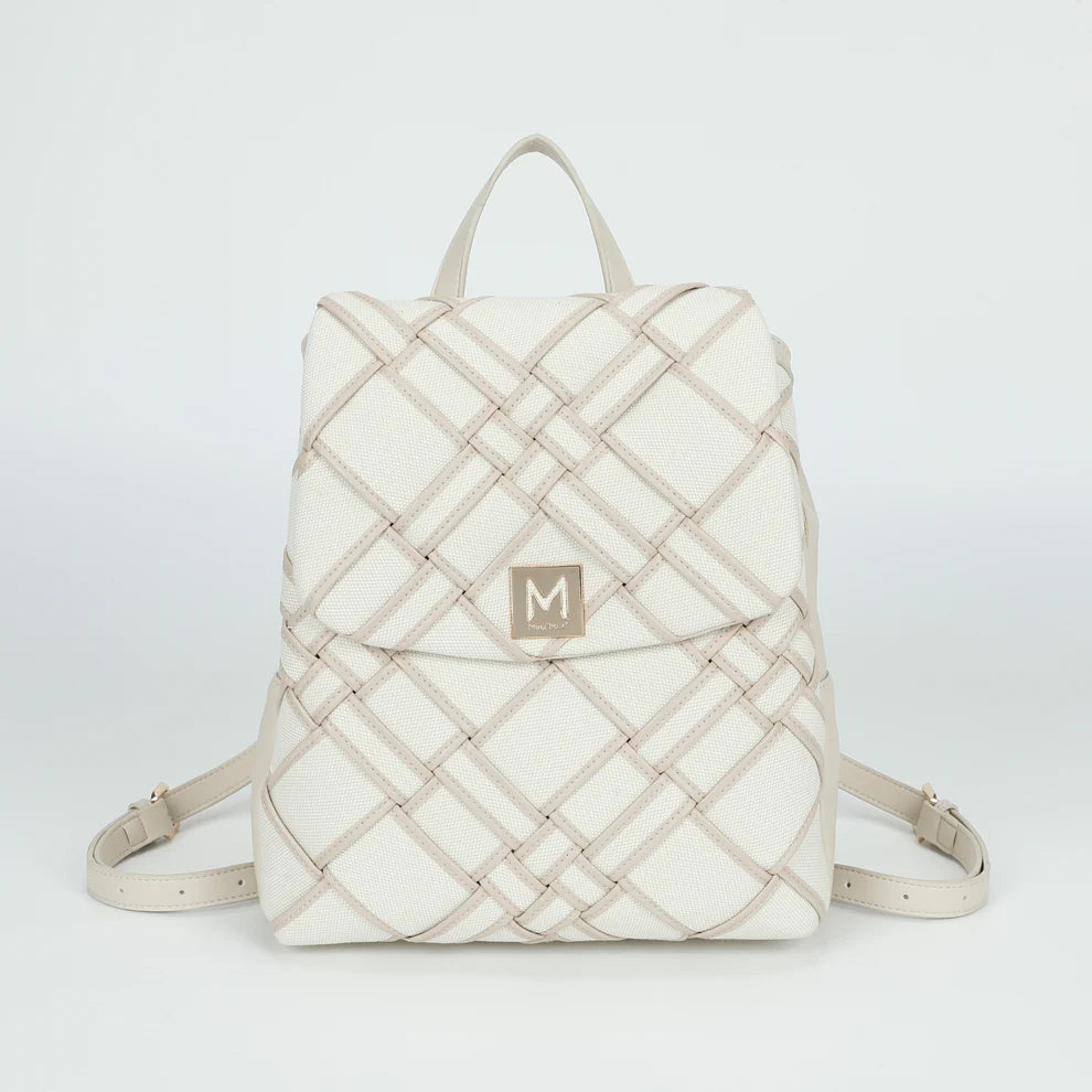 Zaino Momo Design elegante in tessuto con dettagli intrecciati Beige TU | Giò Fashion