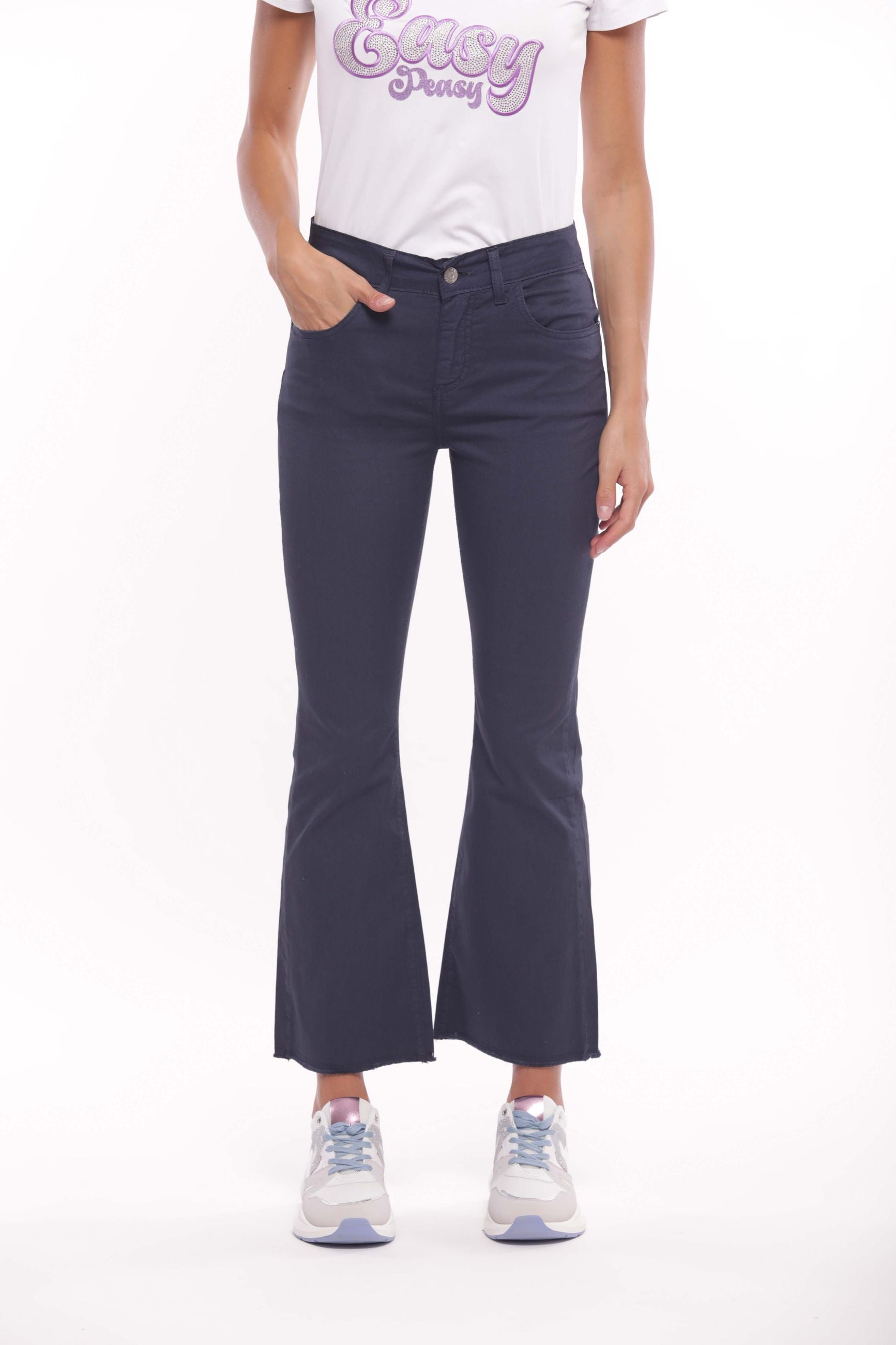 Mimi Mua pantalone cropped flare in gabardina