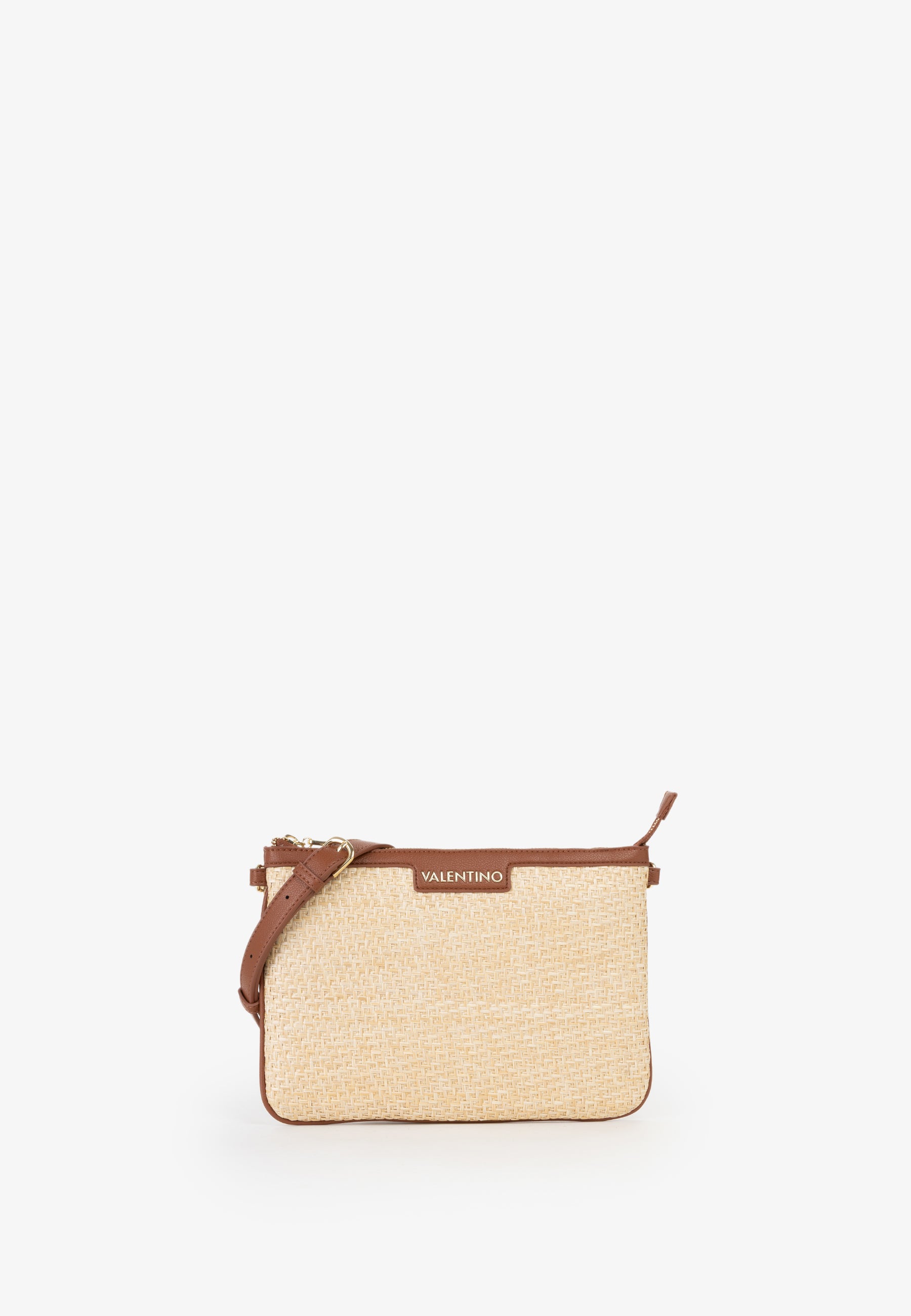 Pochette donna Mario Valentino effetto rafia con tracolla regolabile e design compatto Cuoio TU | Giò Fashion