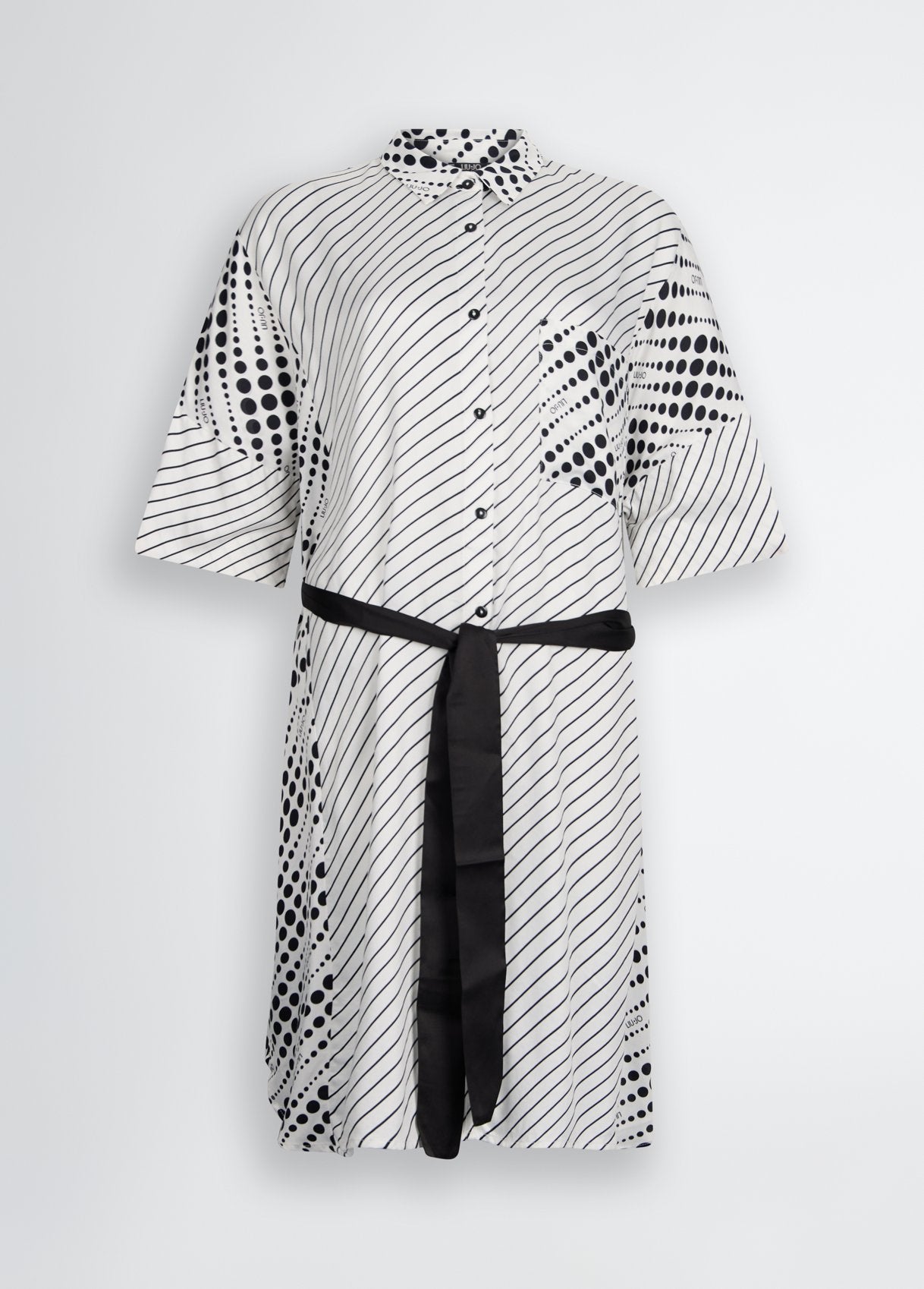 Liu Jo Vestito Chemisier Midi con Stampa Geometrica