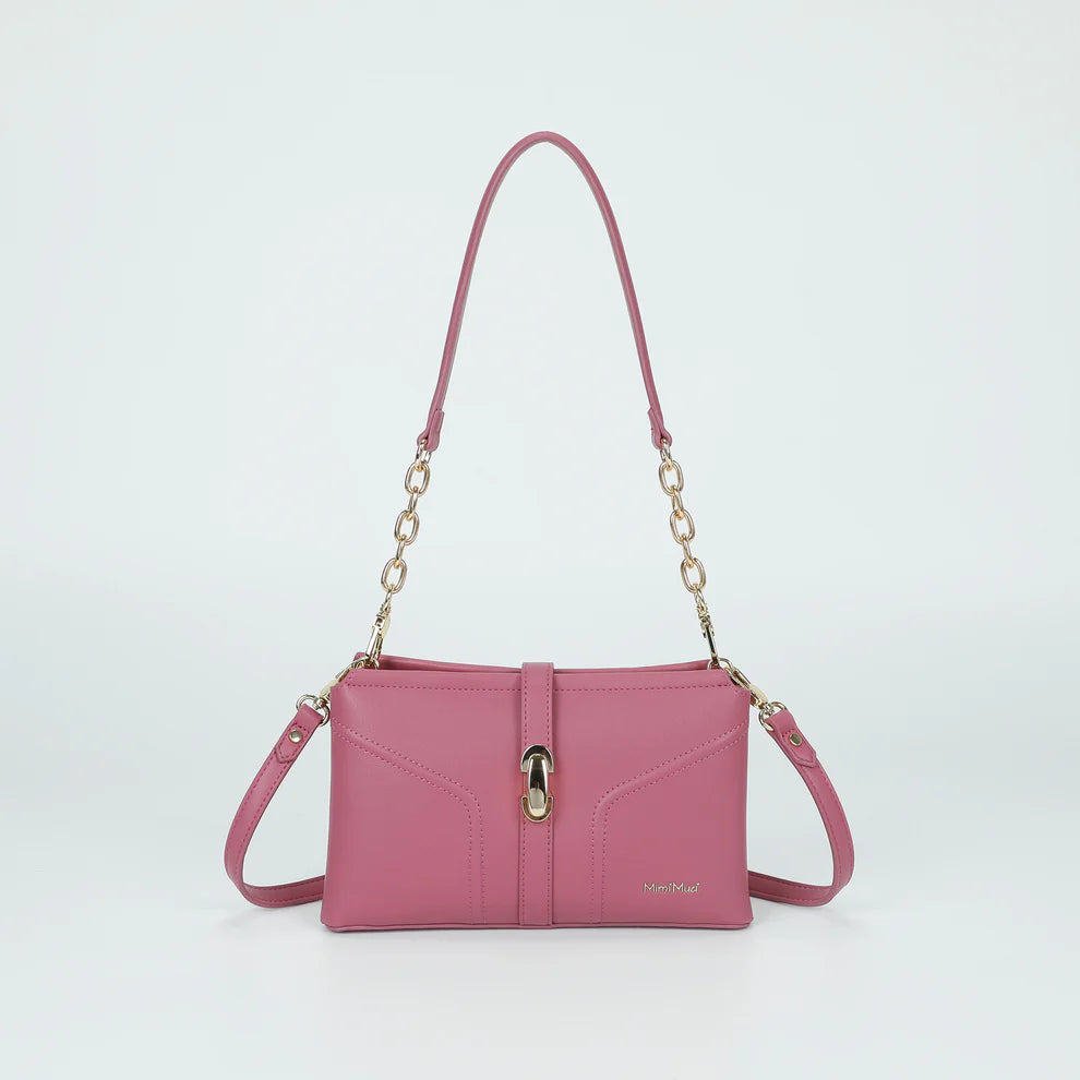 Borsa a spalla Mimi Mua con catena dorata e dettaglio centrale Rosa TU | Giò Fashion