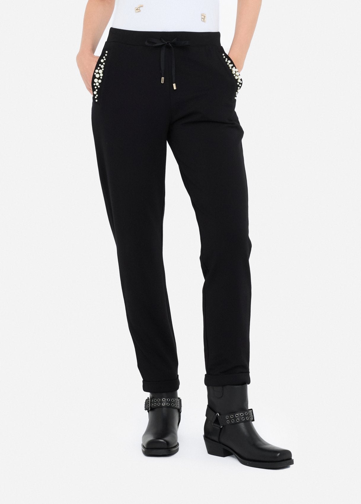 Pantaloni jogger Liu Jo con dettagli gioiello Nero L | Giò Fashion
