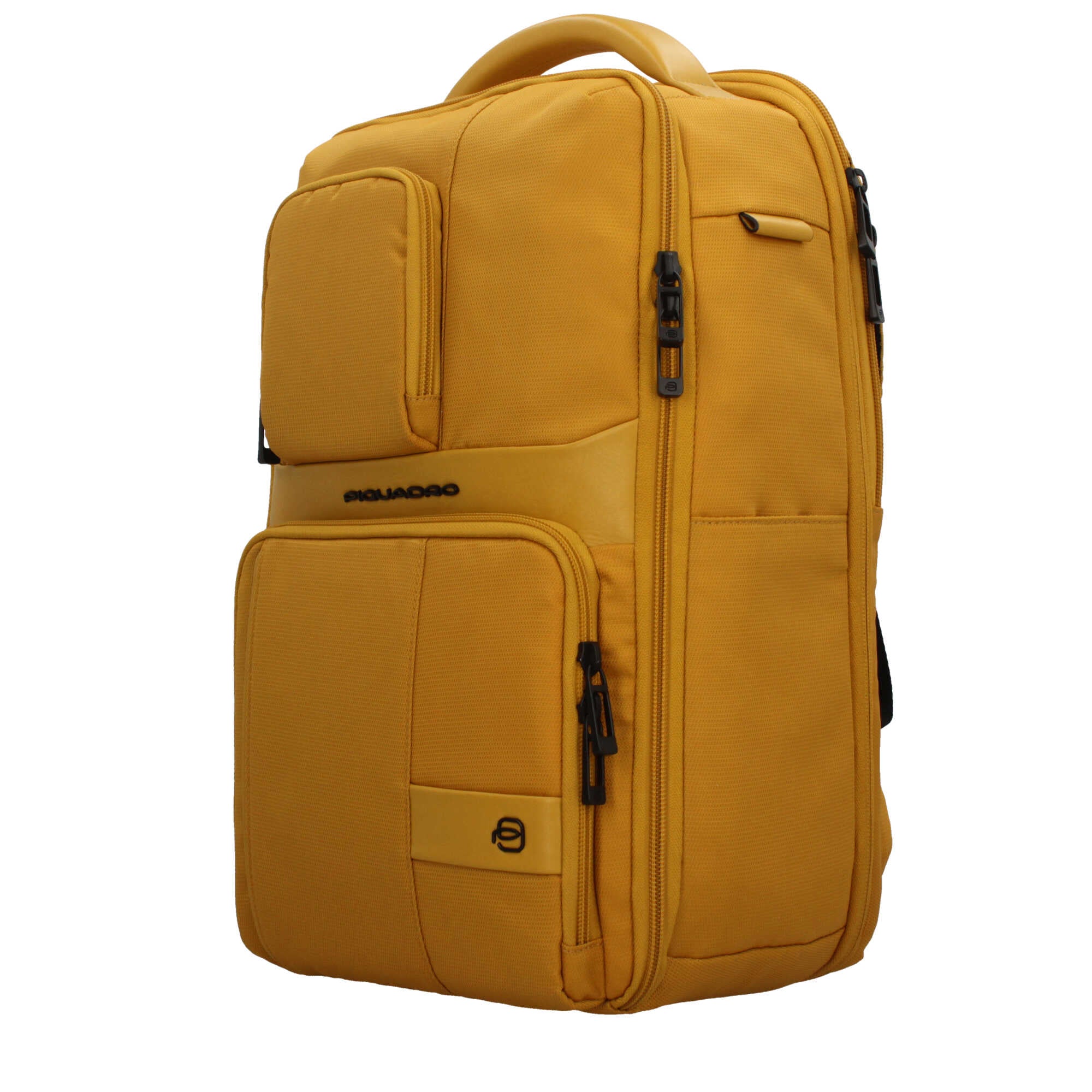 Piquadro zaino in pelle e tessuto per laptop 14" con protezione antiurto e ricarica a induzione