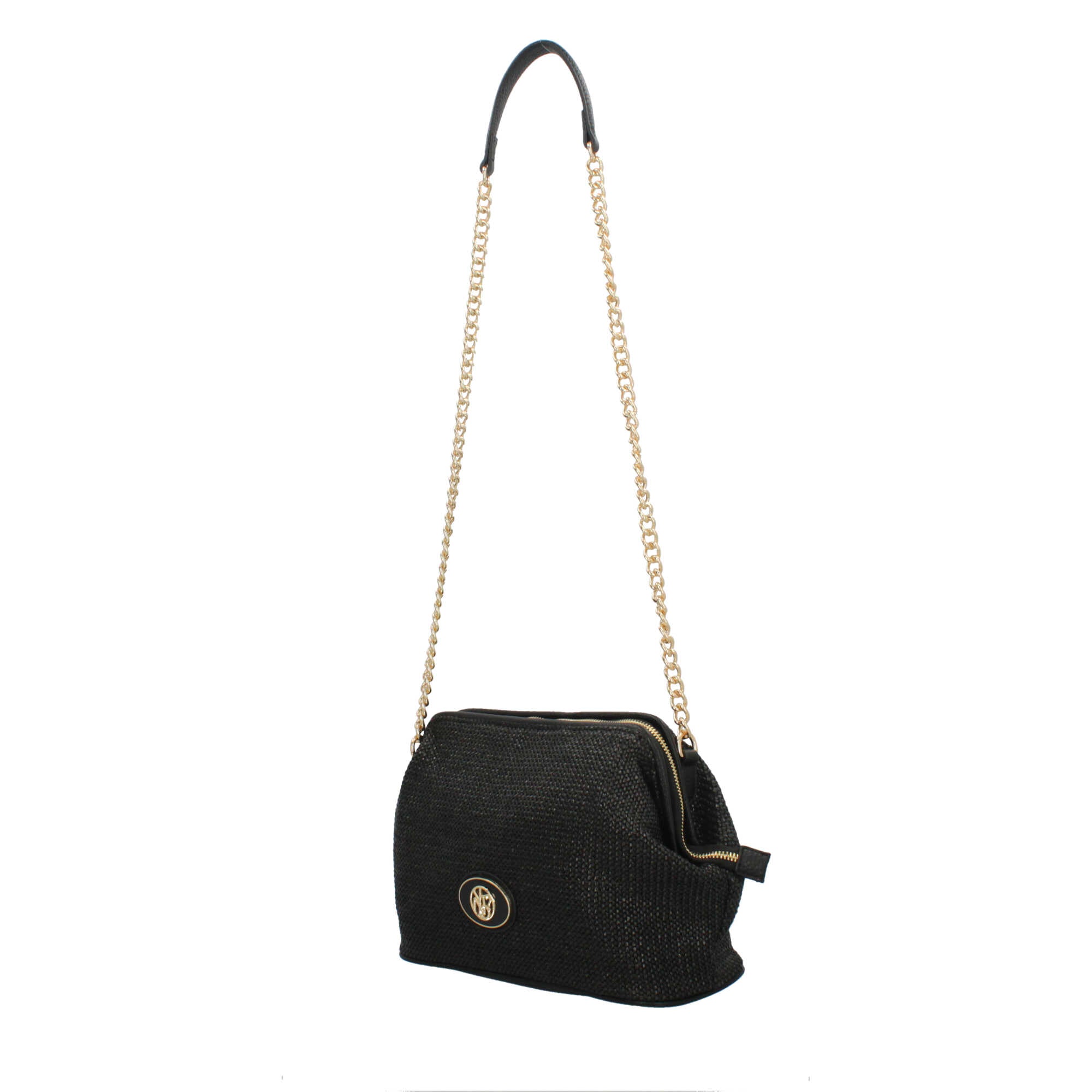 Borsa donna YNot pochette con tracolla in catena e dettagli in ecopelle