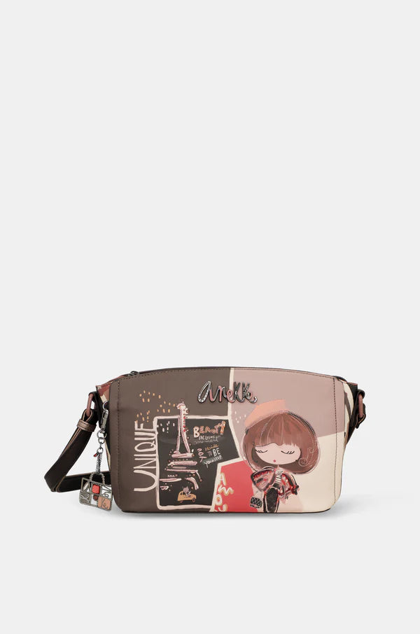 Borsa a tracolla Anekke con stampa Paris Unique Beige TU | Giò Fashion
