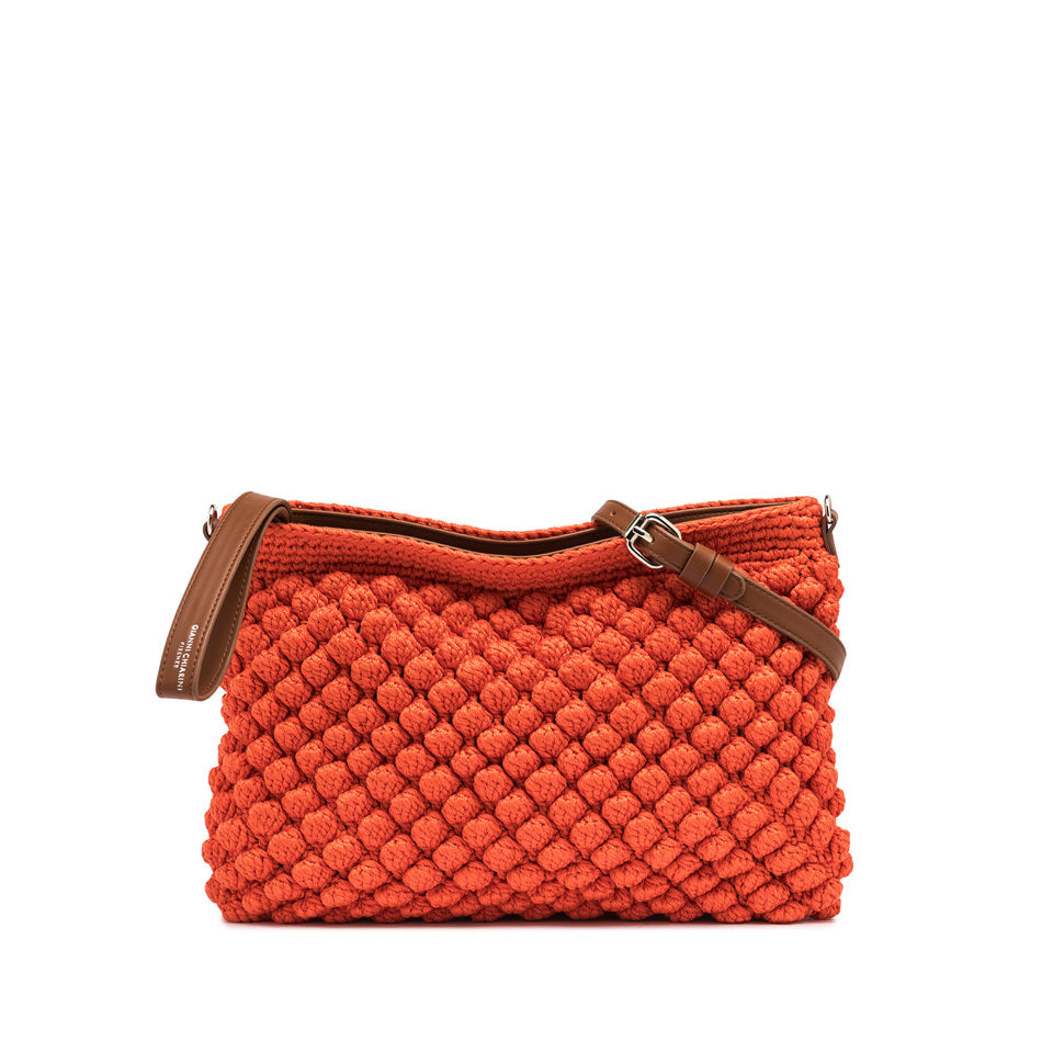Pouch Gianni Chiarini Bella in tessuto lavorato con tracolla regolabile Arancione TU | Giò Fashion