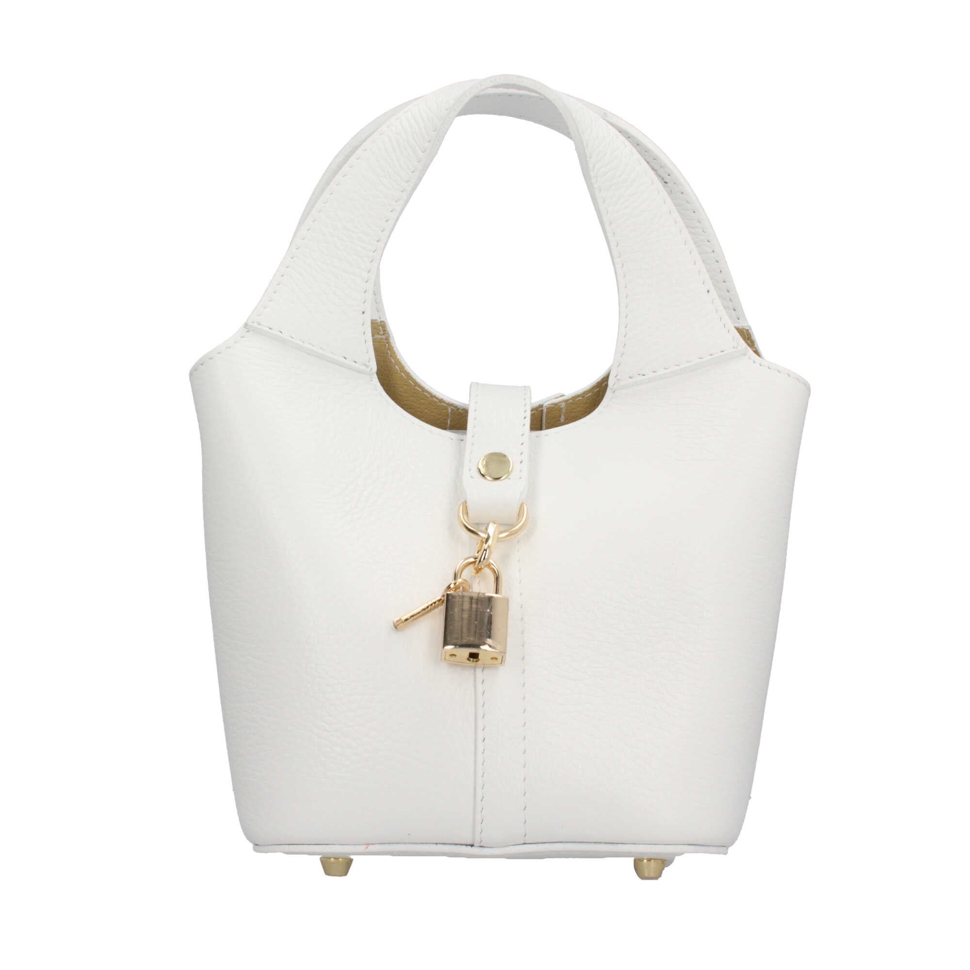 Borsa Made in Italy a mano in vera pelle con chiusura a lucchetto
