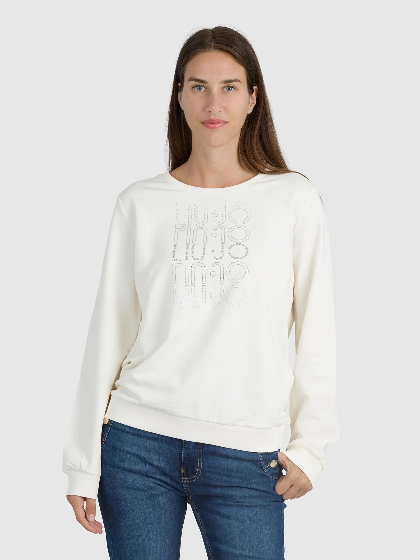 Liu Jo felpa girocollo con logo strass