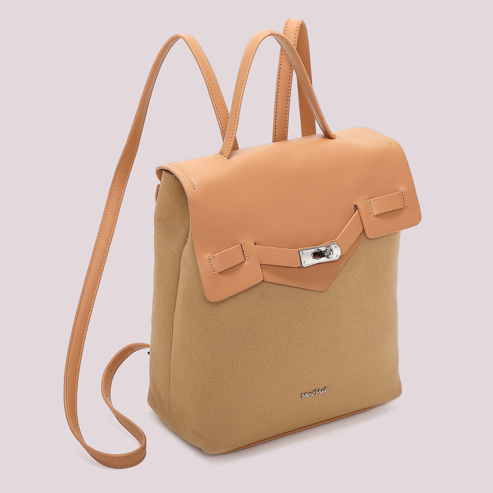 Mimi Mua zaino con patta e chiusura metallica TAUPE TU | Giò Fashion