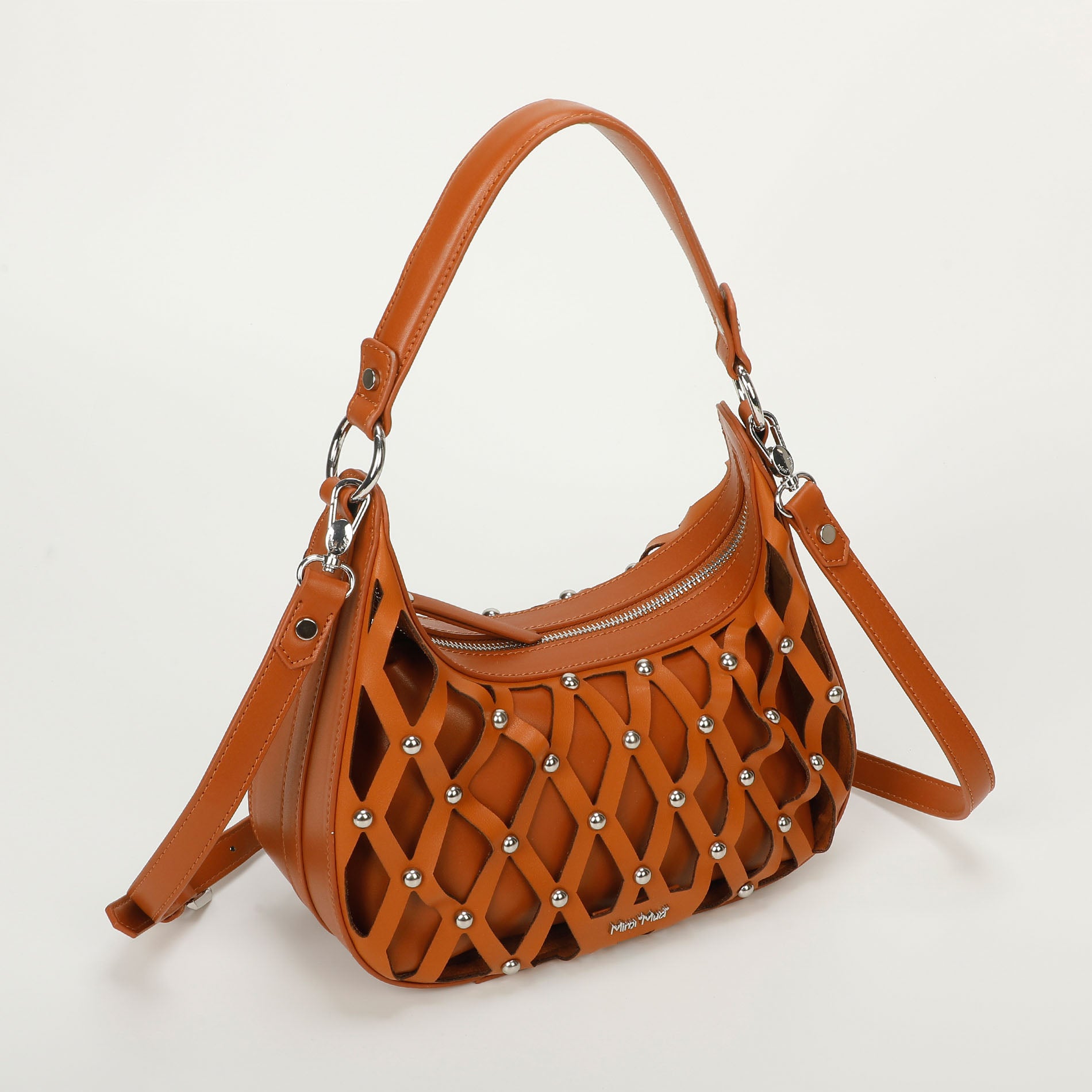 Mimi Mua borsa a spalla effetto rete con borchie