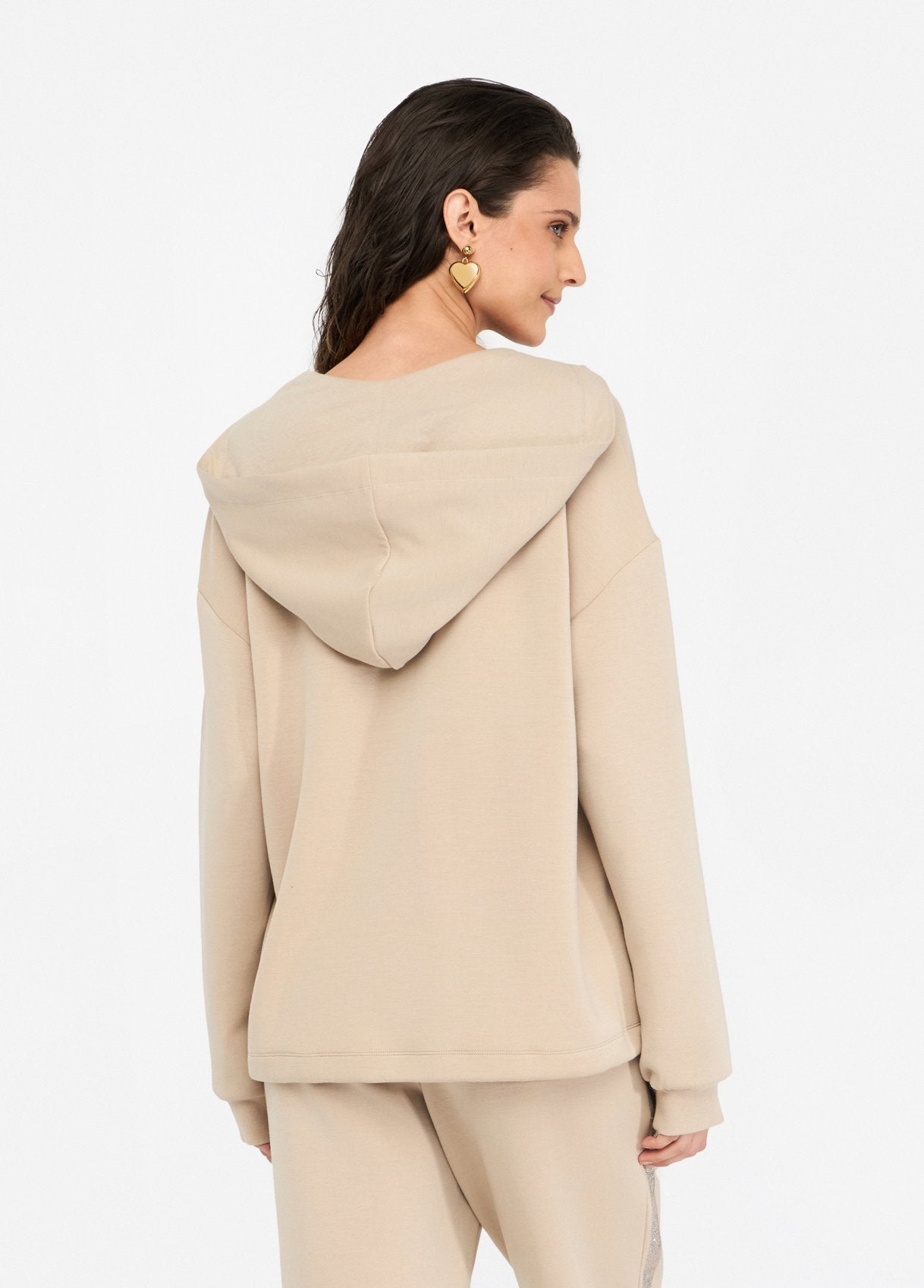 Liu Jo felpa con cappuccio e dettagli logati Beige L | Giò Fashion