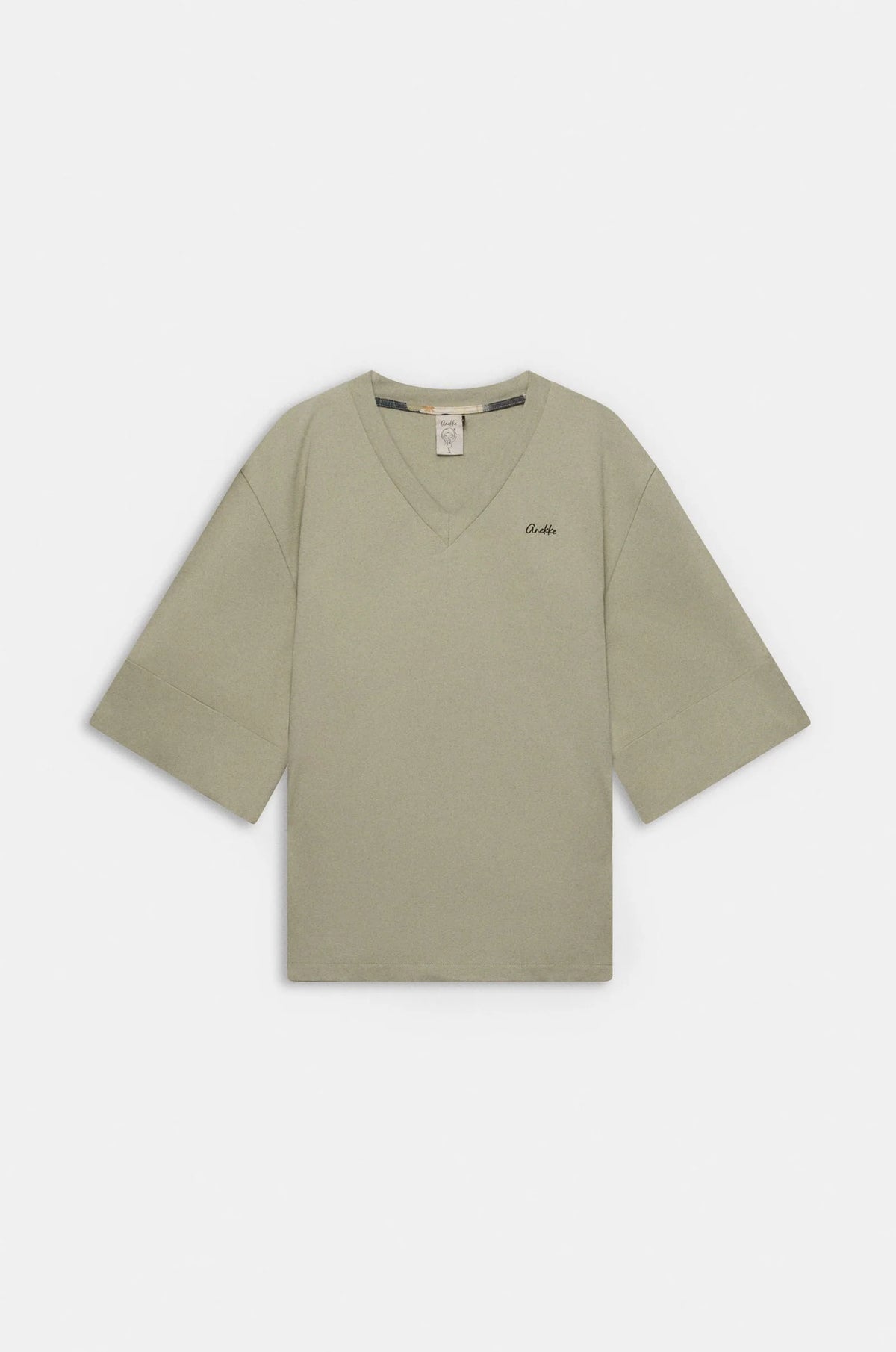 T-Shirt Donna Anekke in Cotone con Scollo a V e Stampa Artistica sul Retro