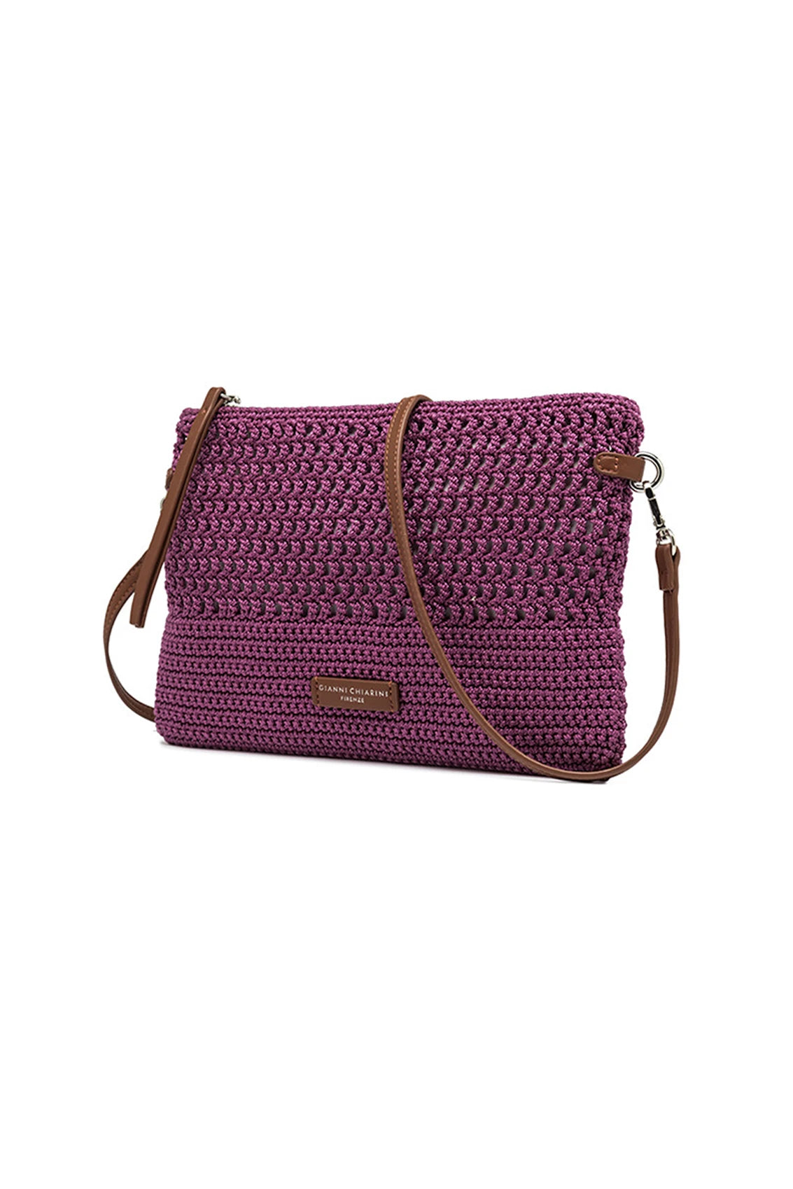 Pochette Gianni Chiarini in tessuto uncinetto con tracolla removibile