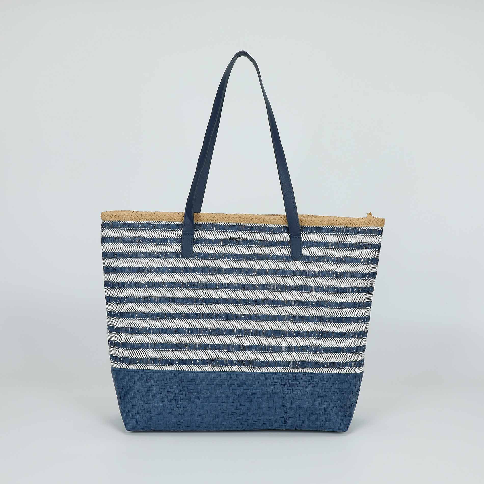 Borsa Mimi Mua in paglia intrecciata con manici lunghi