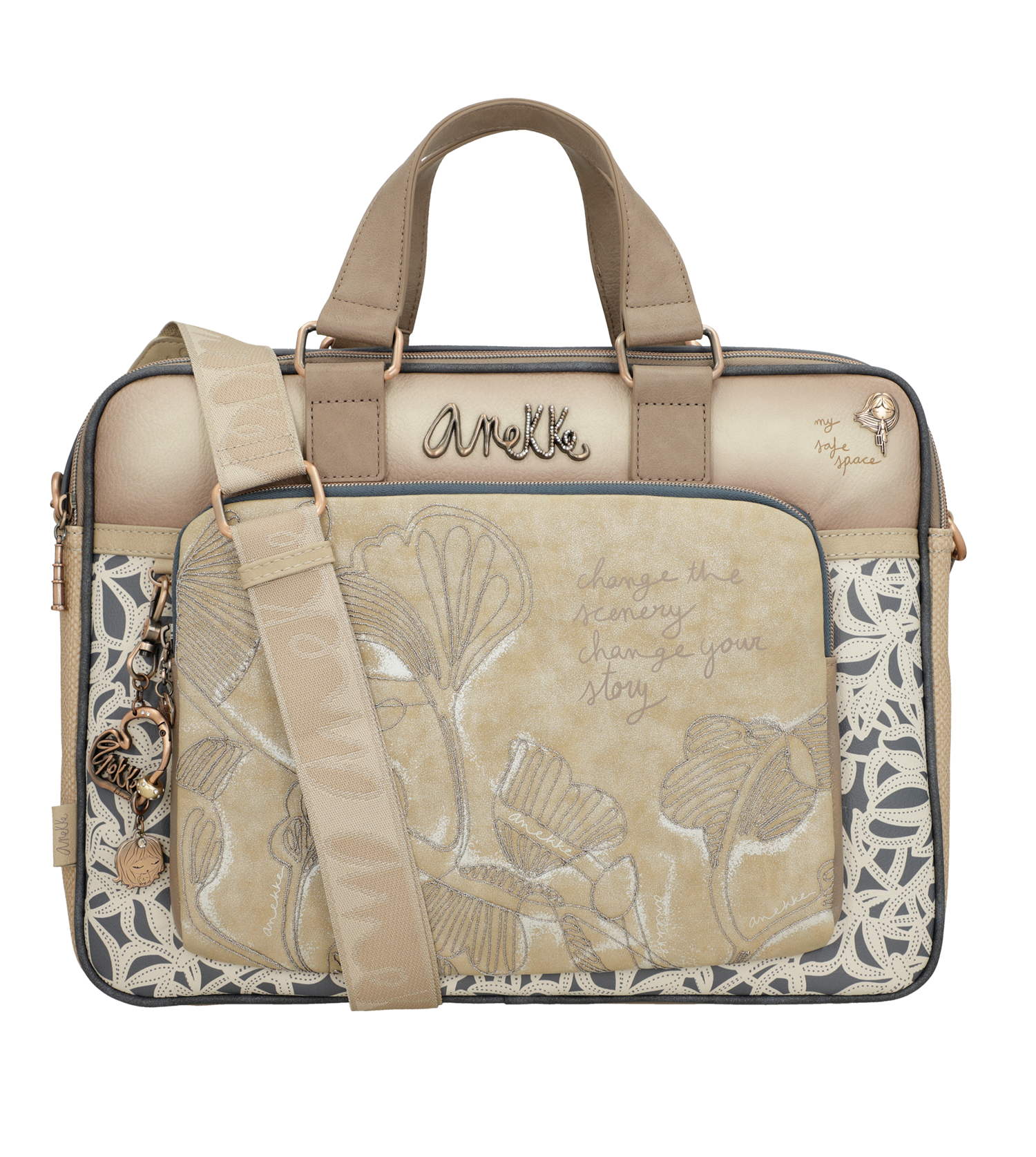 Borsa porta PC Anekke elegante e funzionale con doppio manico Beige TU | Giò Fashion