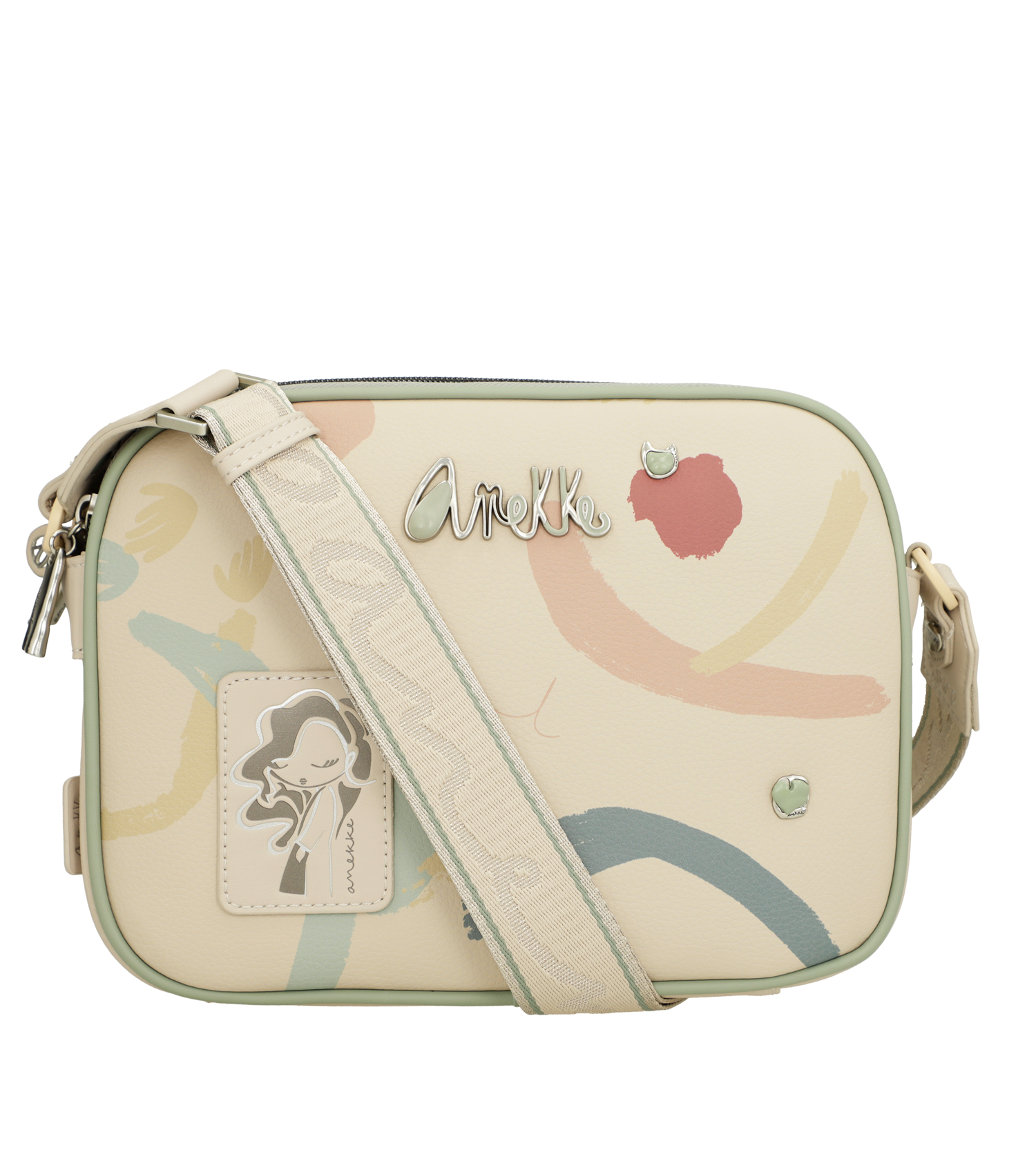 Borsa a tracolla Anekke con design artistico e dettagli decorativi Beige TU | Giò Fashion