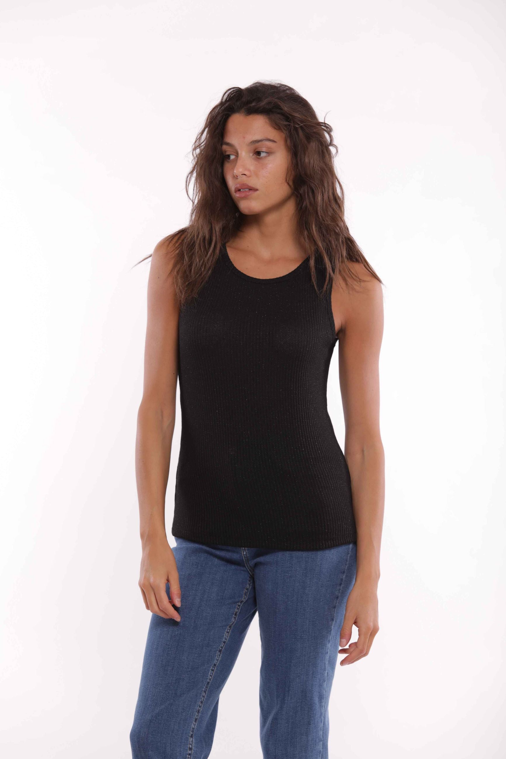 Mimi Mua top a costine con lurex Nero XL | Giò Fashion