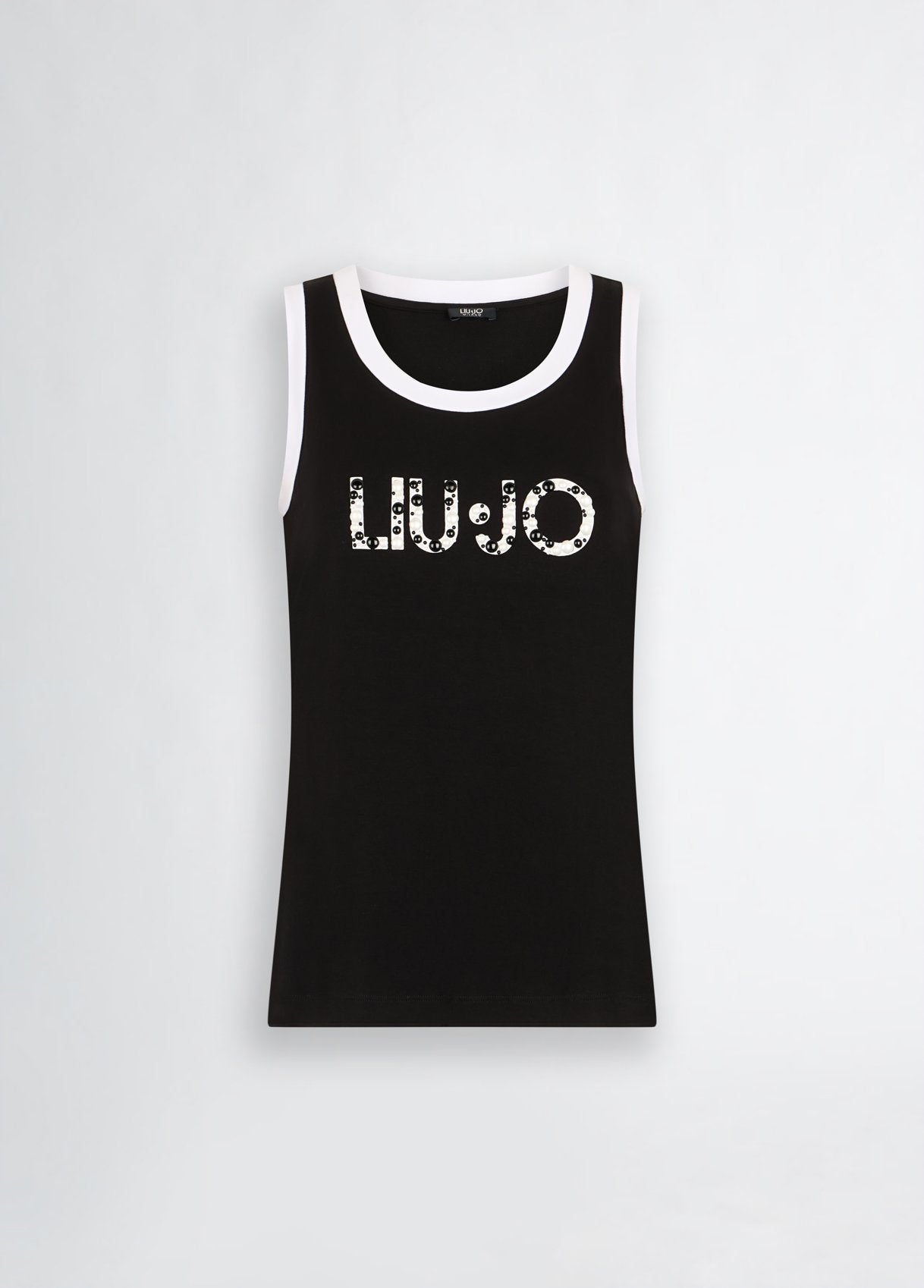 Liu Jo Top in Jersey con Logo e Perle Applicate