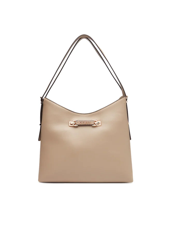 Borsa a spalla Guess con doppio manico e charm lucchetto Beige TU | Giò Fashion