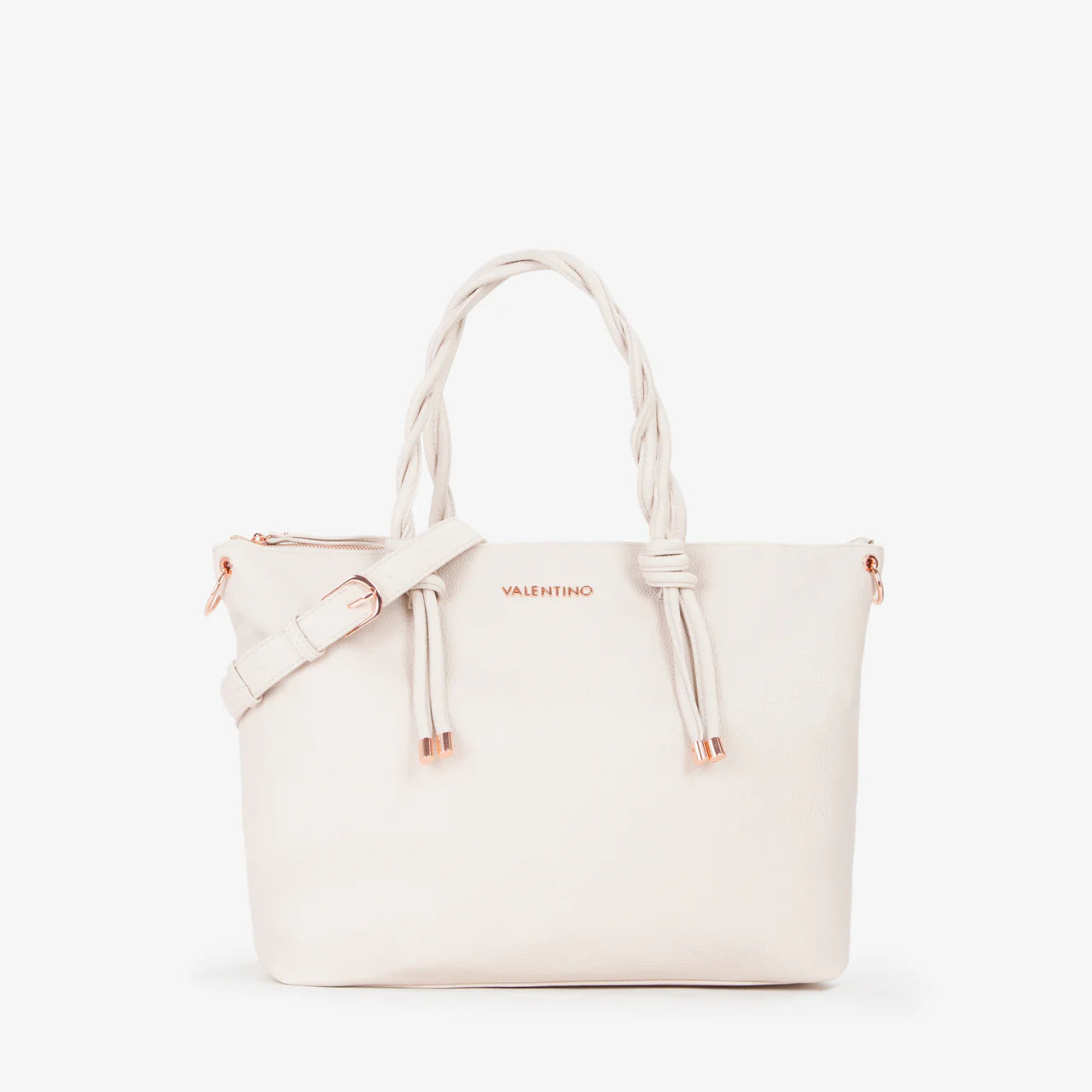 Borsa Valentino shopper con manici intrecciati e logo in metallo