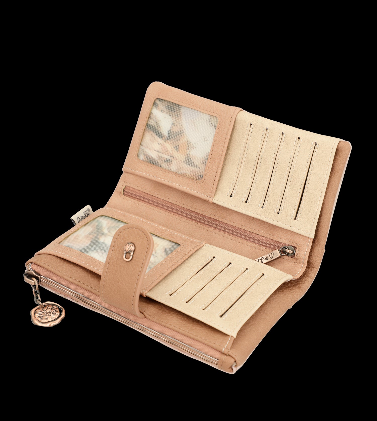 Portafoglio Anekke capiente ed elegante con chiusura zip