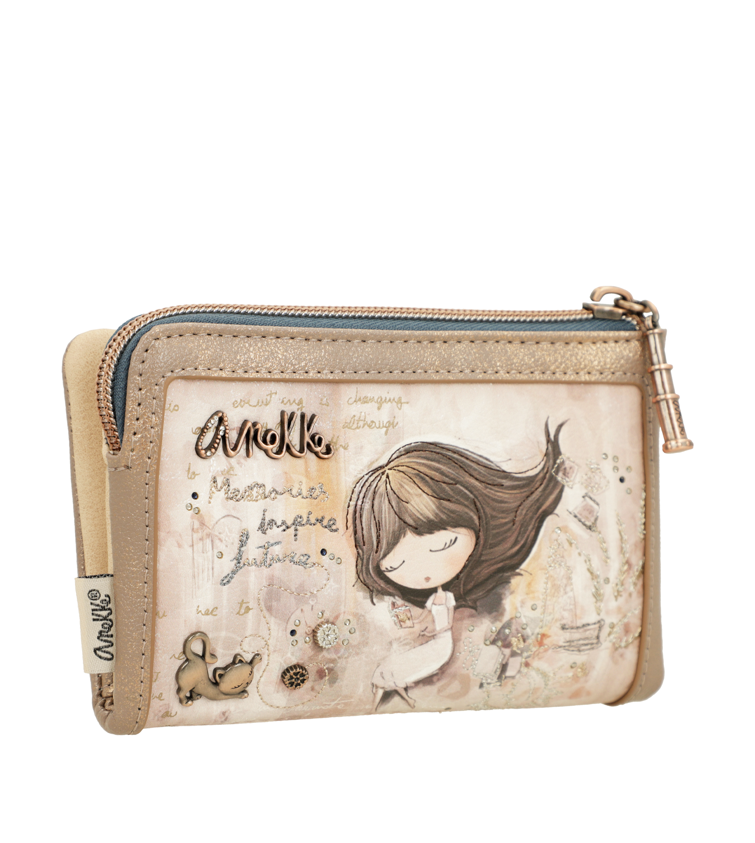 Portafoglio Anekke compatto ed elegante con doppia zip Beige TU | Giò Fashion