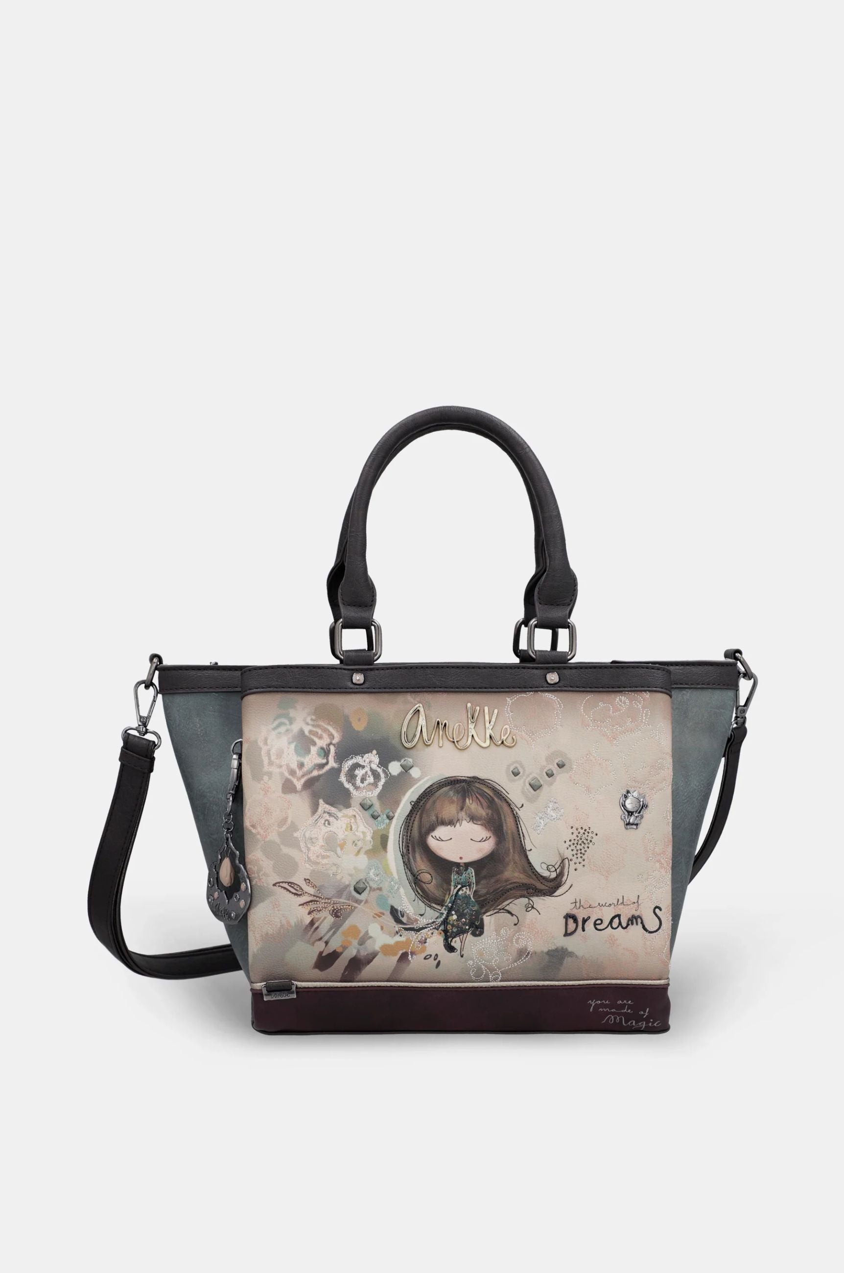 Shopper Anekke con doppio manico e tracolla The World of Dreams Verde Taglia Unica | Giò Fashion