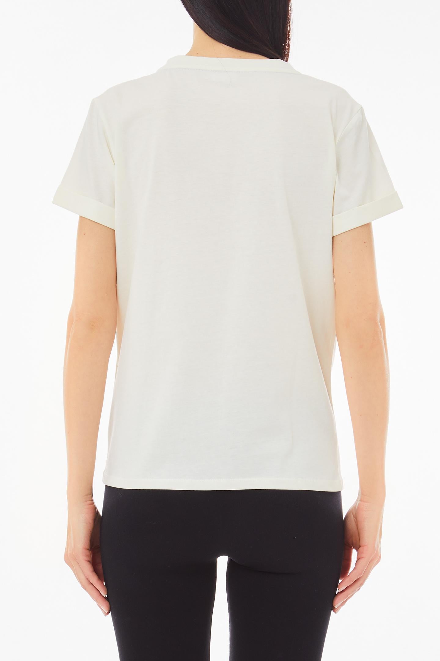 Liu Jo T-shirt con logo decorato e maniche risvoltabili Bianco S | Giò Fashion