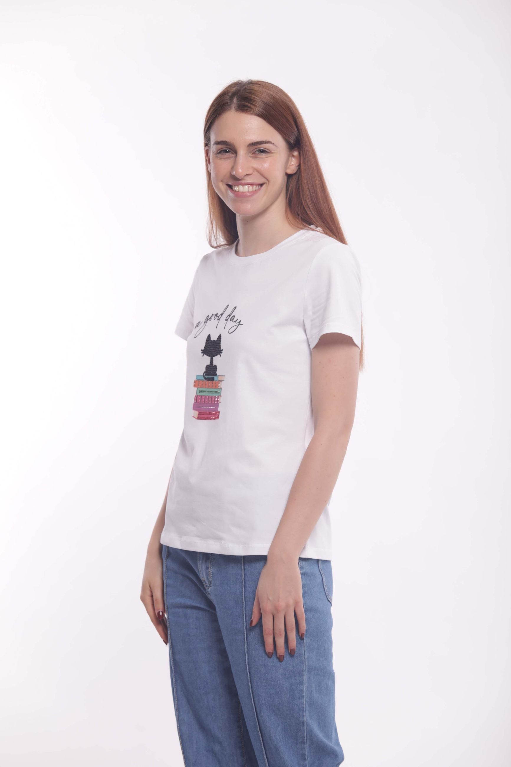 Minimua T-shirt A Good Day con Stampa e Strass Bianco S | Giò Fashion