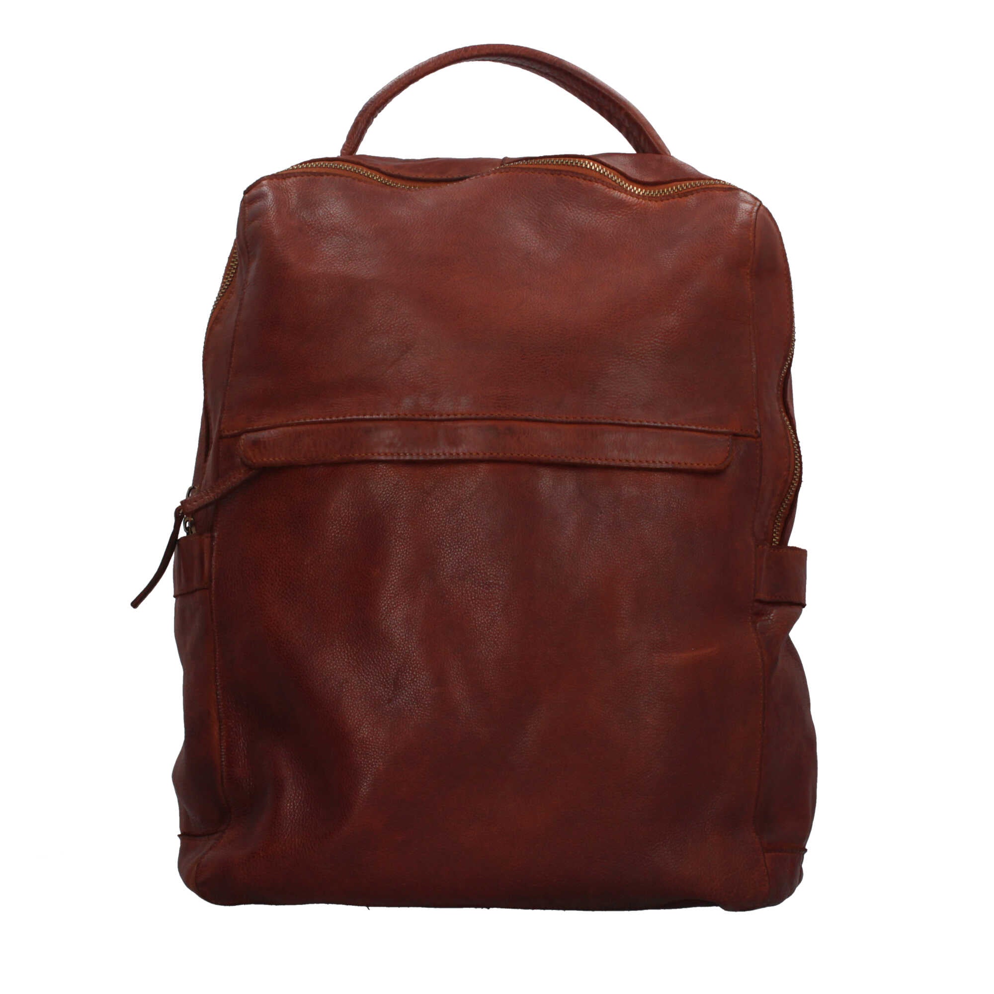 Borsa Made in Italy in vera pelle con manici rinforzati e zip