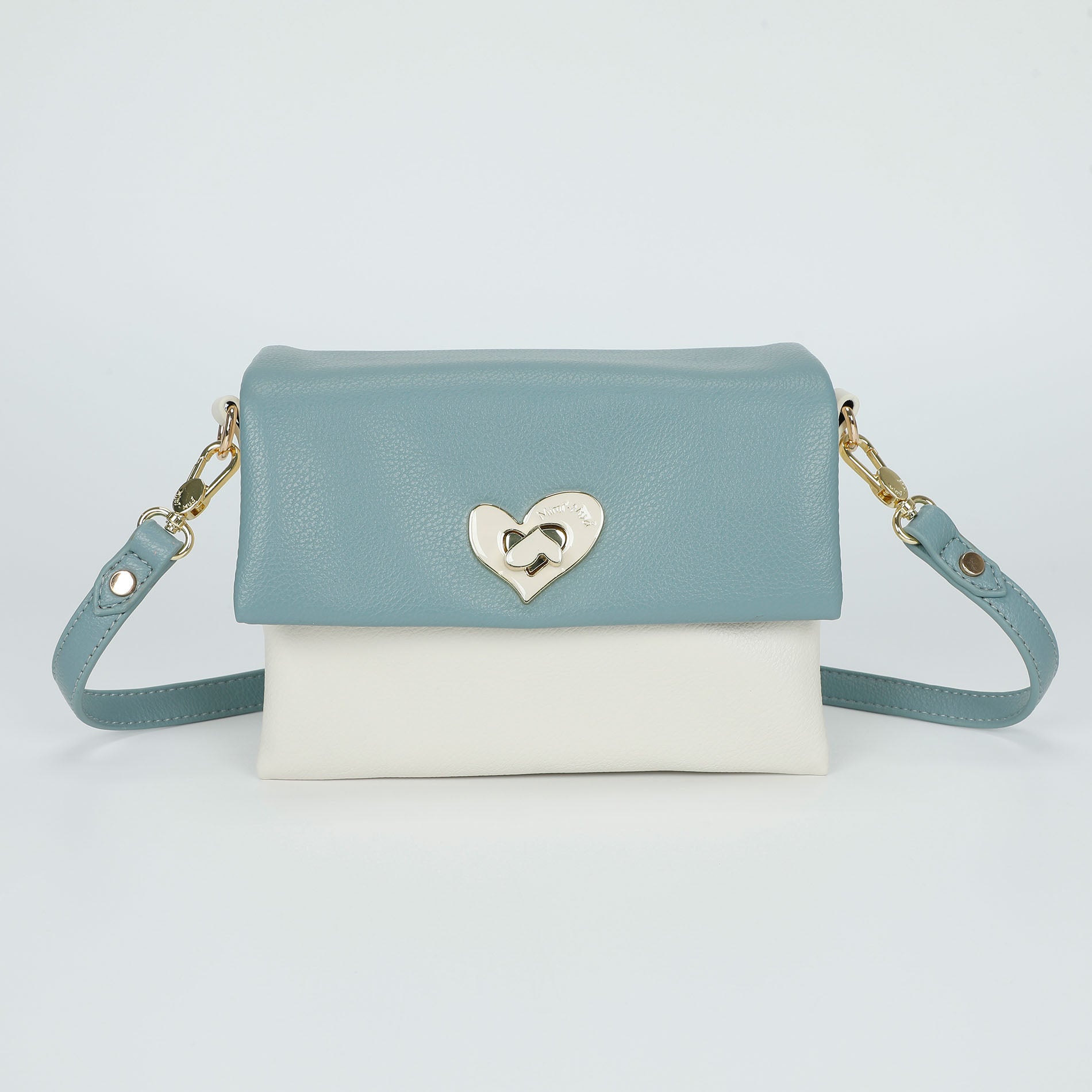 Mimi Mua borsa a tracolla bicolor con chiusura decorativa Blu Taglia Unica | Giò Fashion