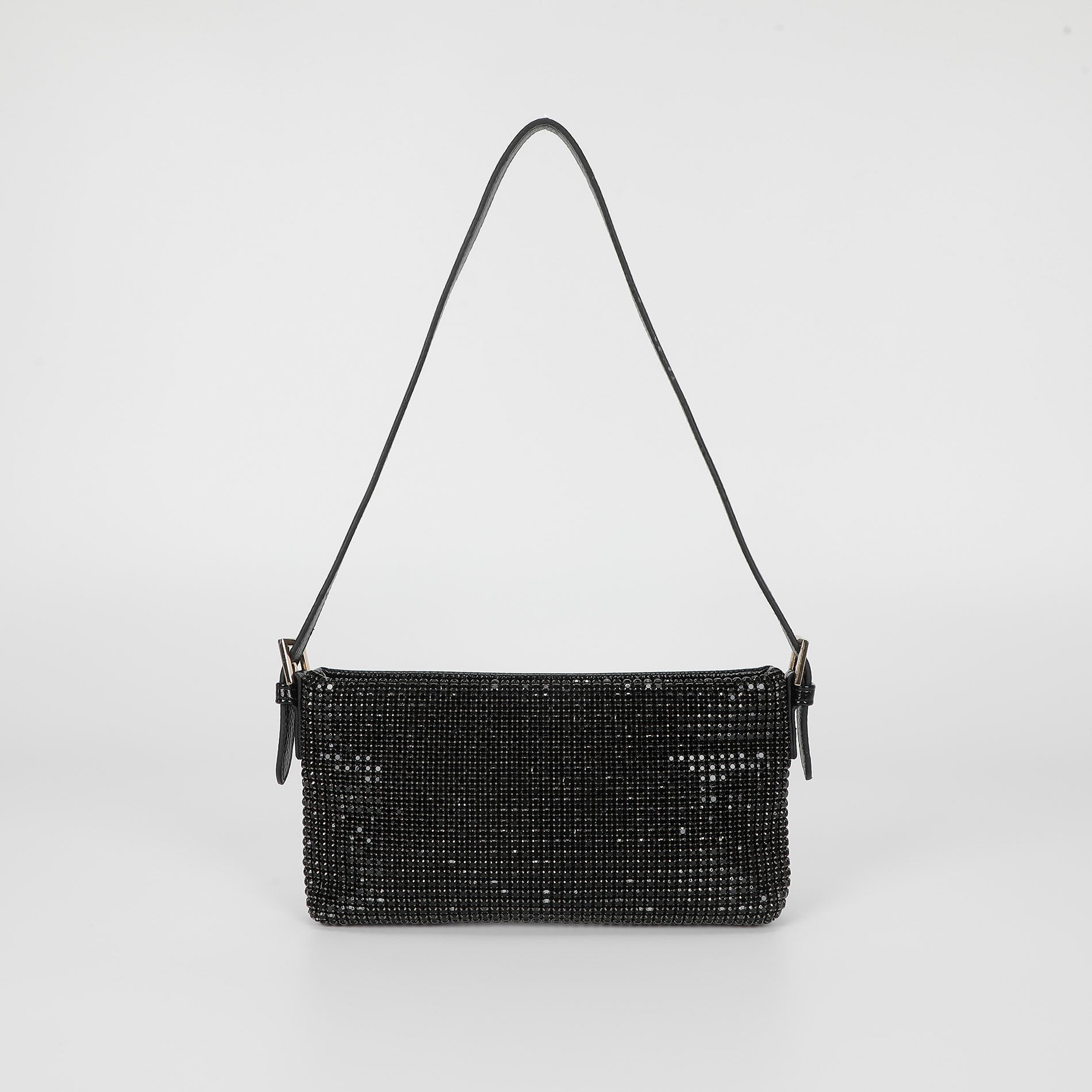 Mimi Mua borsa con strass e fibbie ai lati Nero TU | Giò Fashion