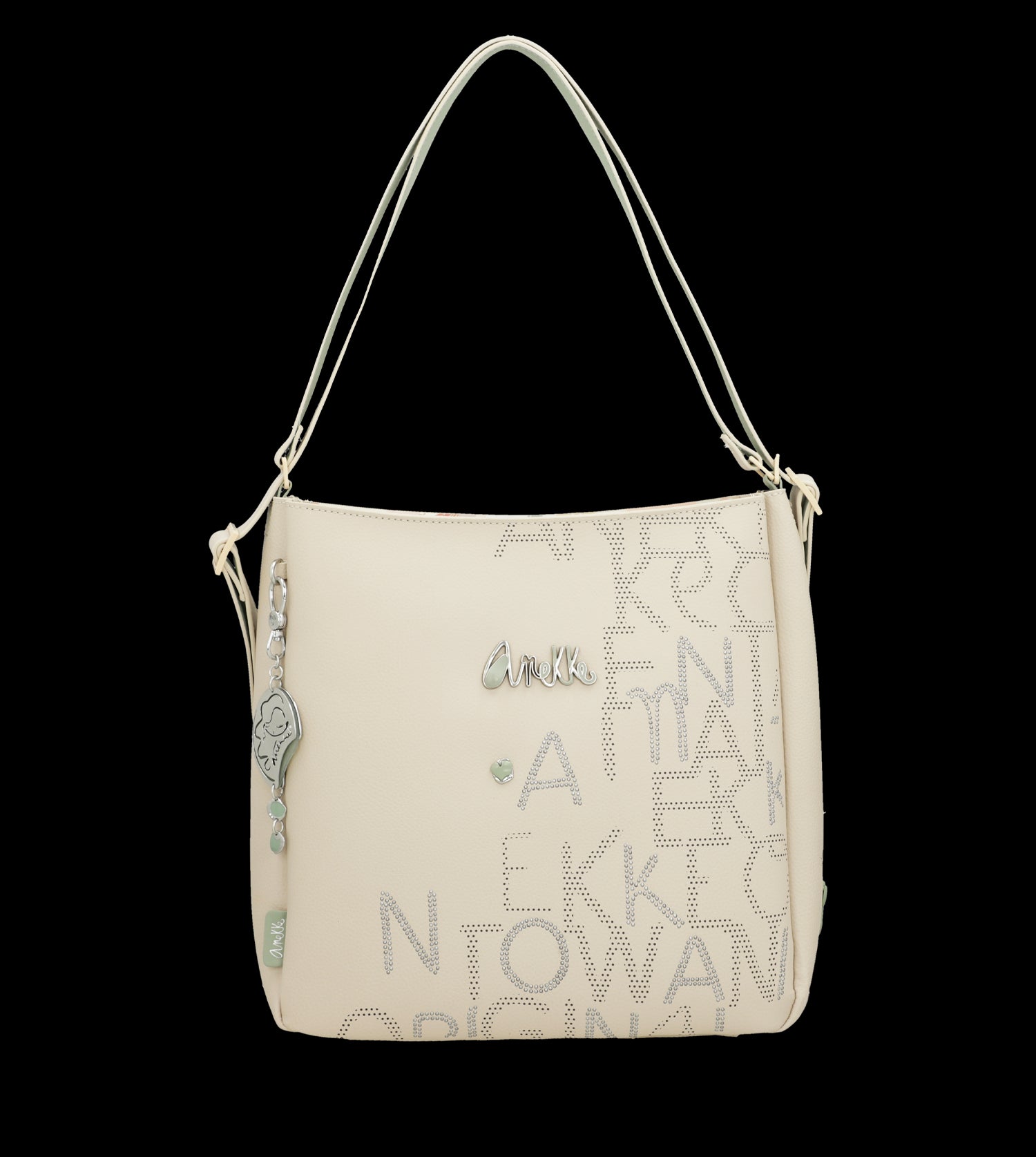 Borsa a spalla Anekke con incisioni artistiche e charm decorativo