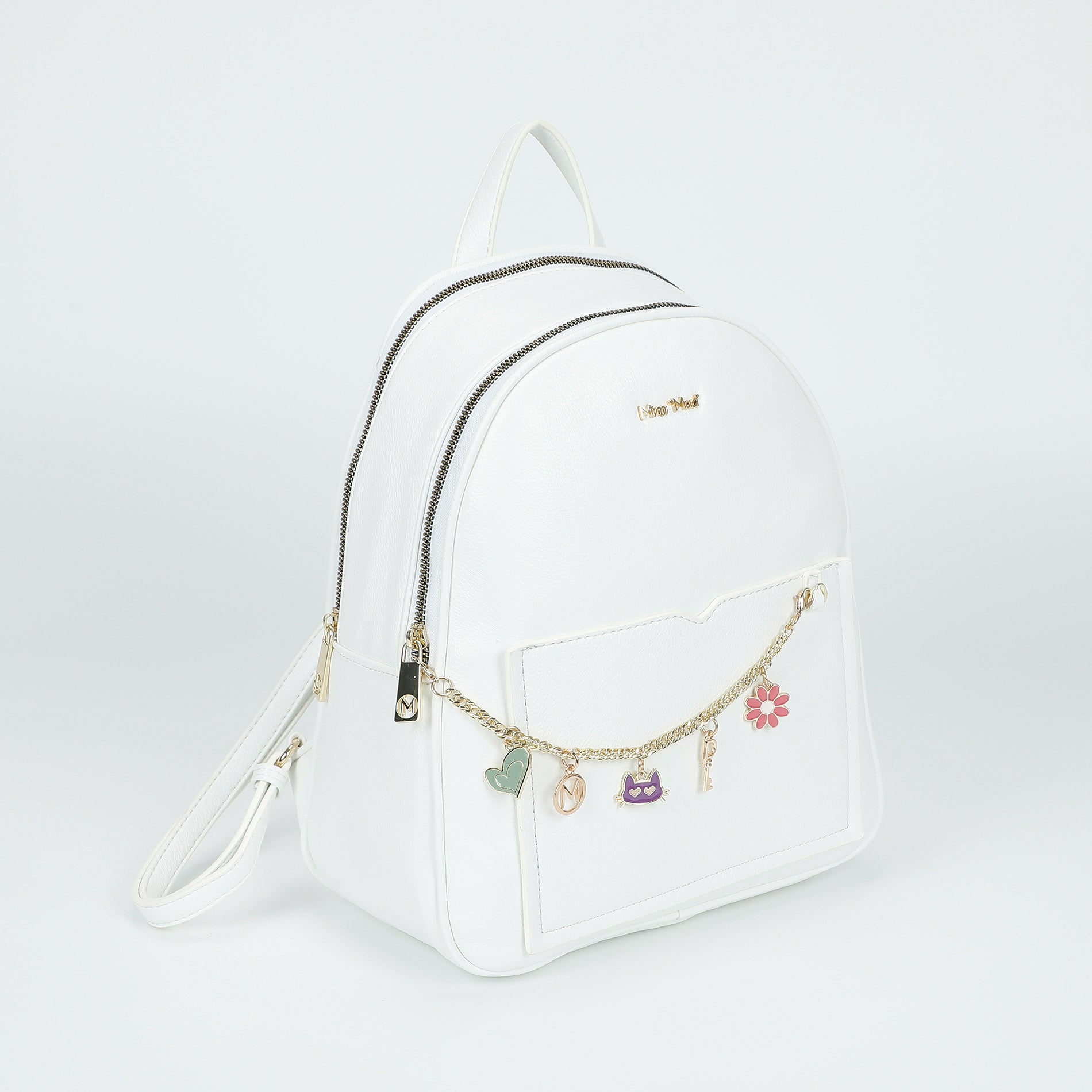 Mimi Mua zaino grande con catena decorativa Bianco Taglia Unica | Giò Fashion