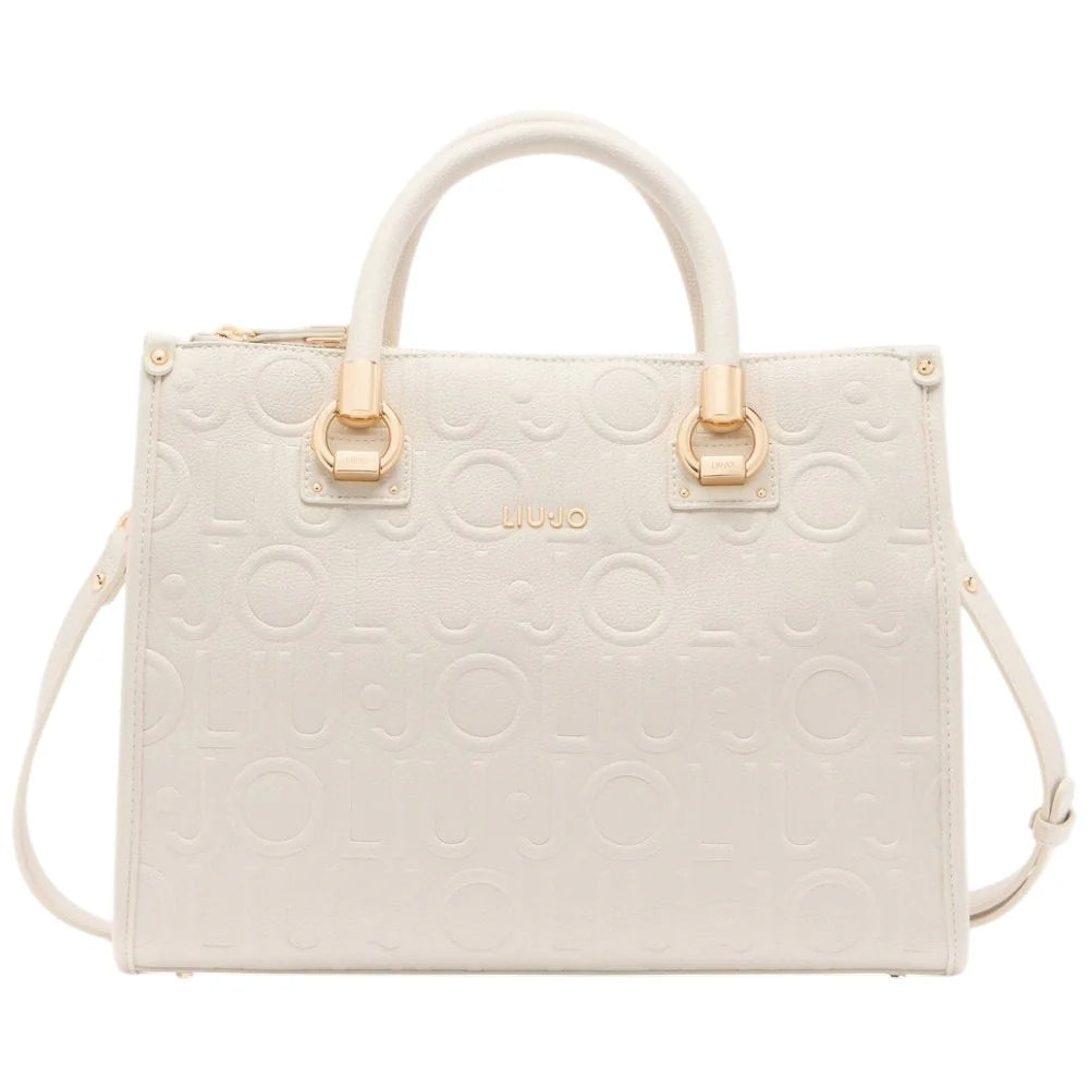 Borsa satchel media Liu Jo con logo in rilievo Beige TU | Giò Fashion